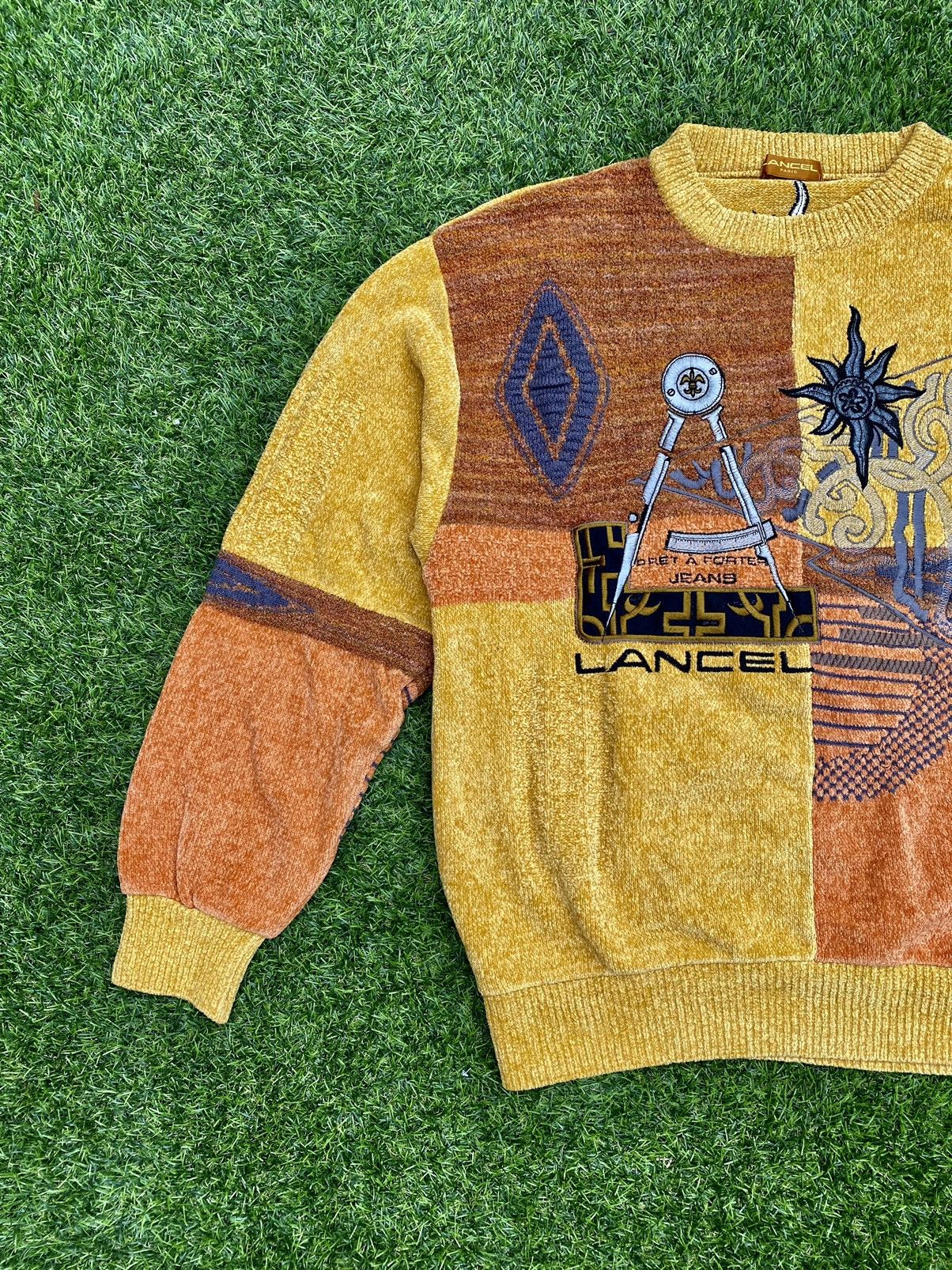 Lancel SHOOT 🔥 Vintage Colour Block Embroidery Lancel Sweatshirt Size US L / EU 52-54 / 3 - 3 Thumbnail