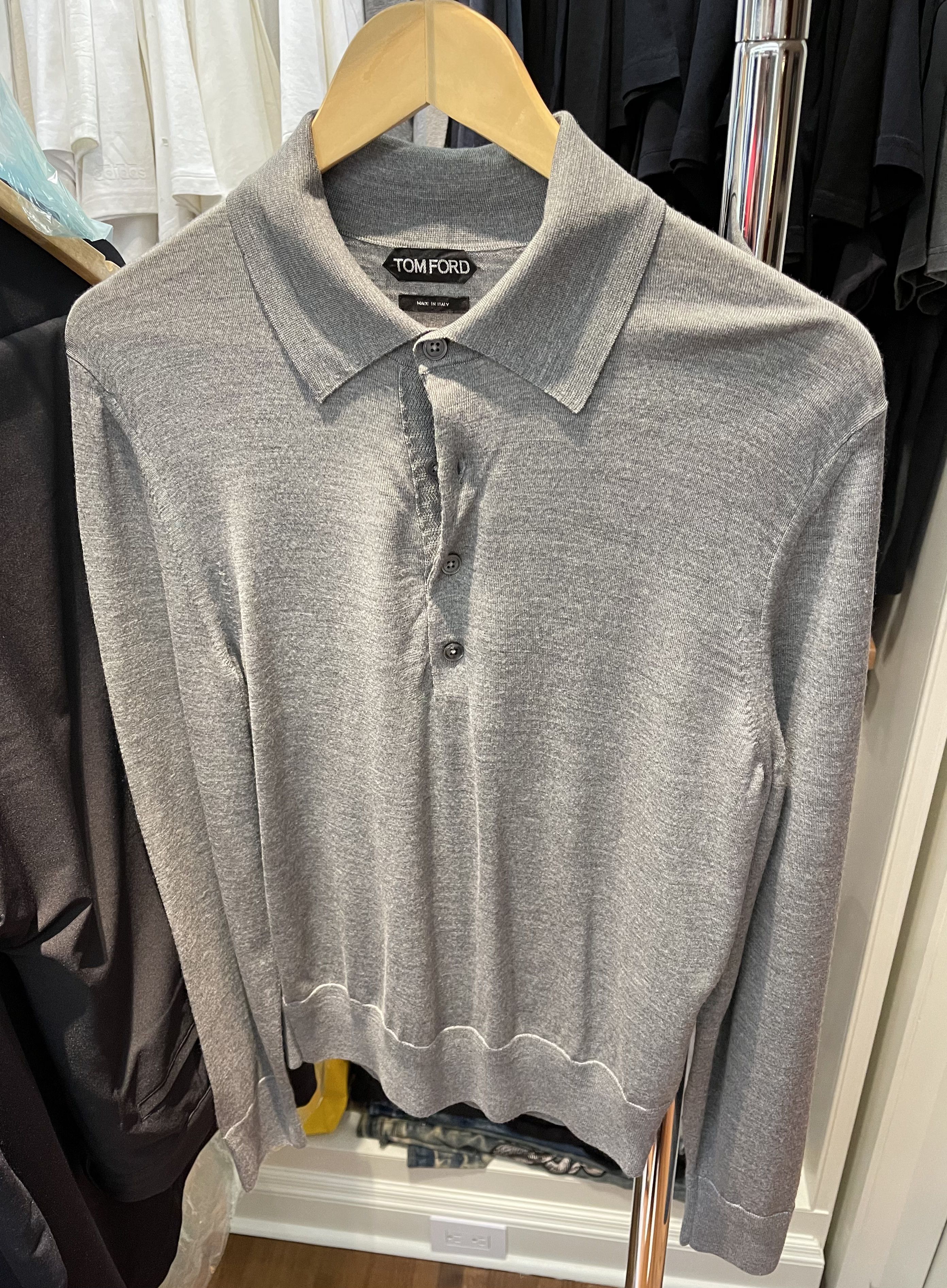 Tom Ford grey long sleeve polo