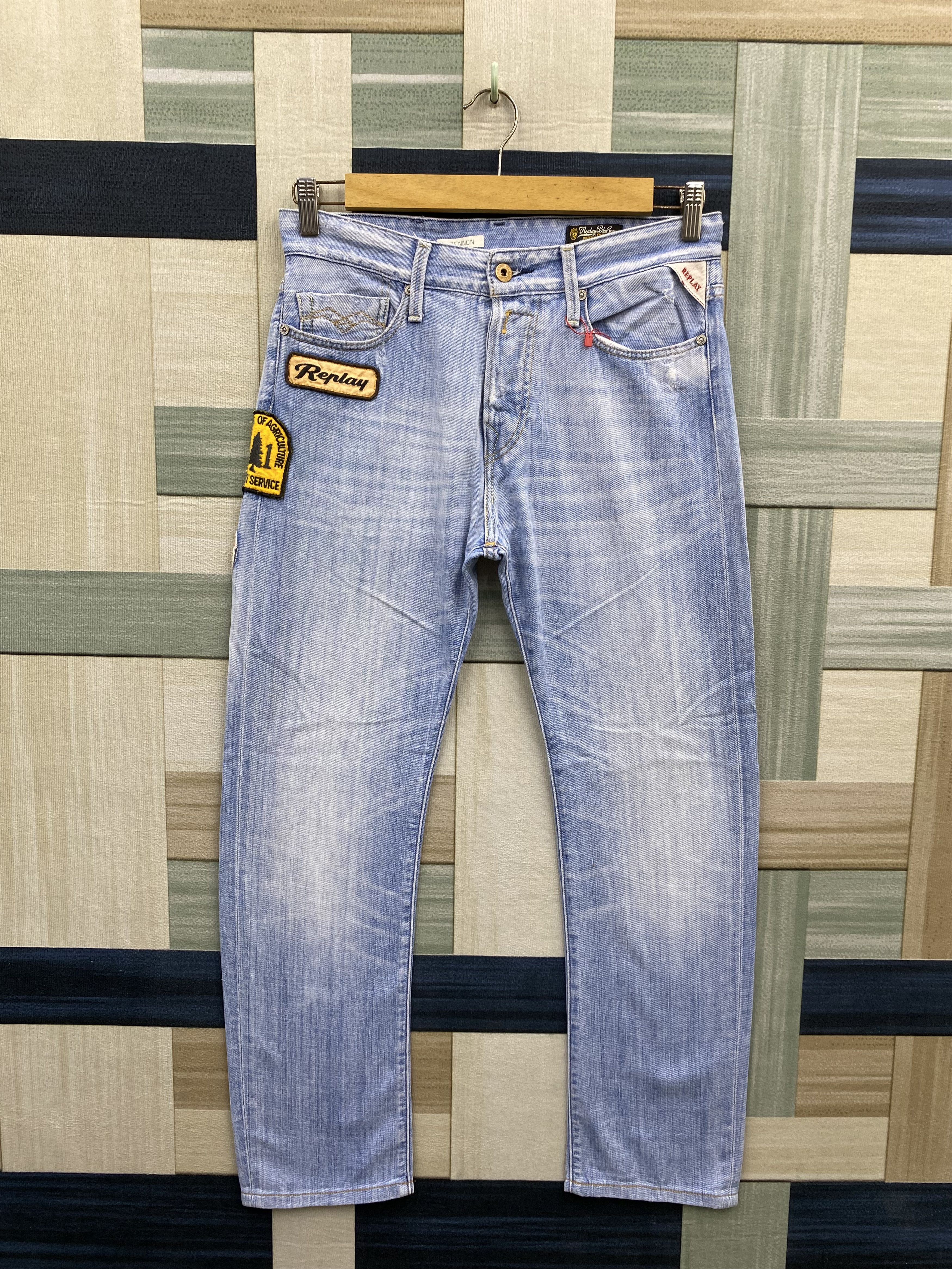 Replay × Vintage Replay Patches Faded Blue Denim Jean Size US 28 / EU 44 - 1 Thumbnail