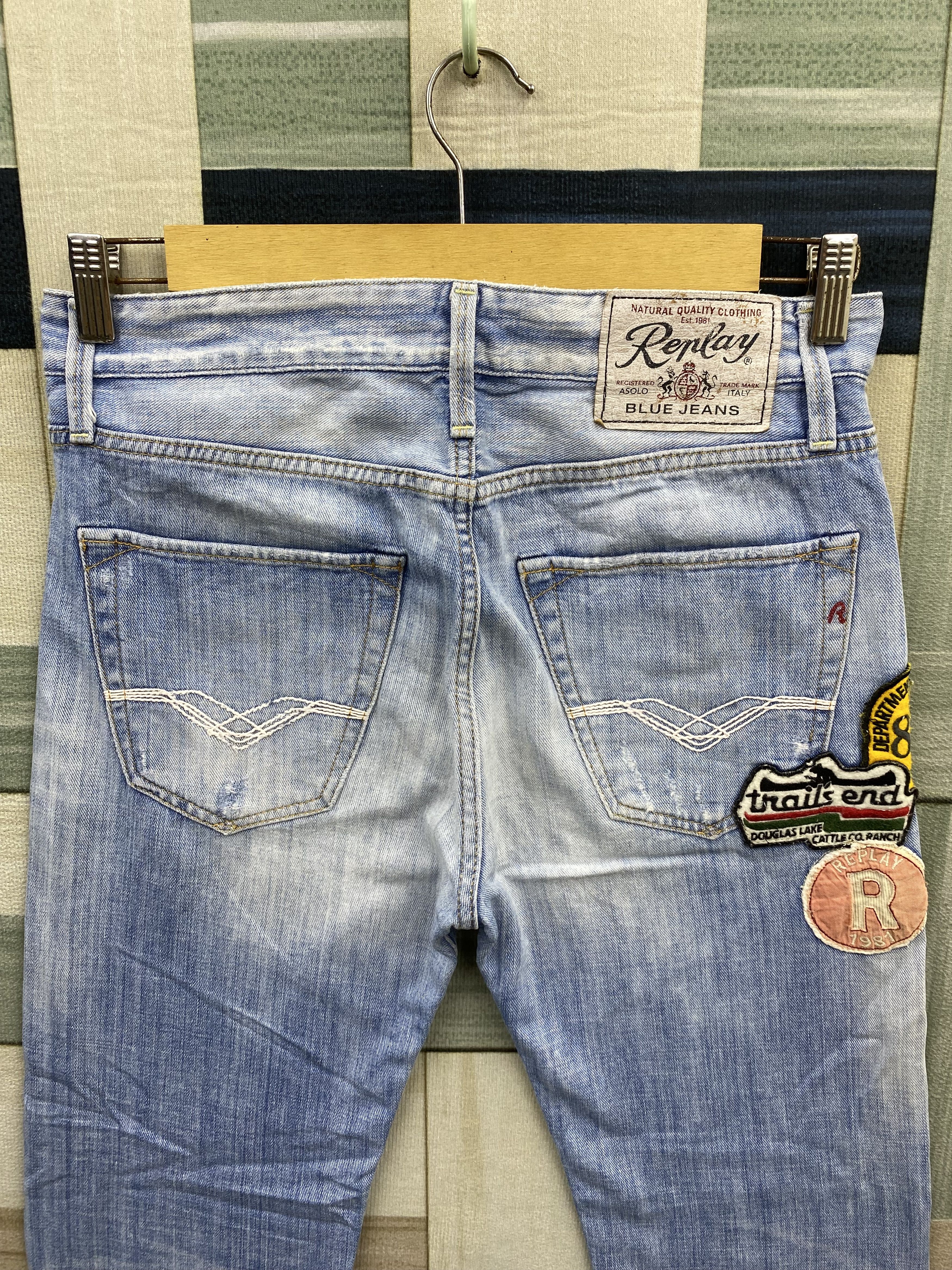 Replay × Vintage Replay Patches Faded Blue Denim Jean Size US 28 / EU 44 - 11 Thumbnail