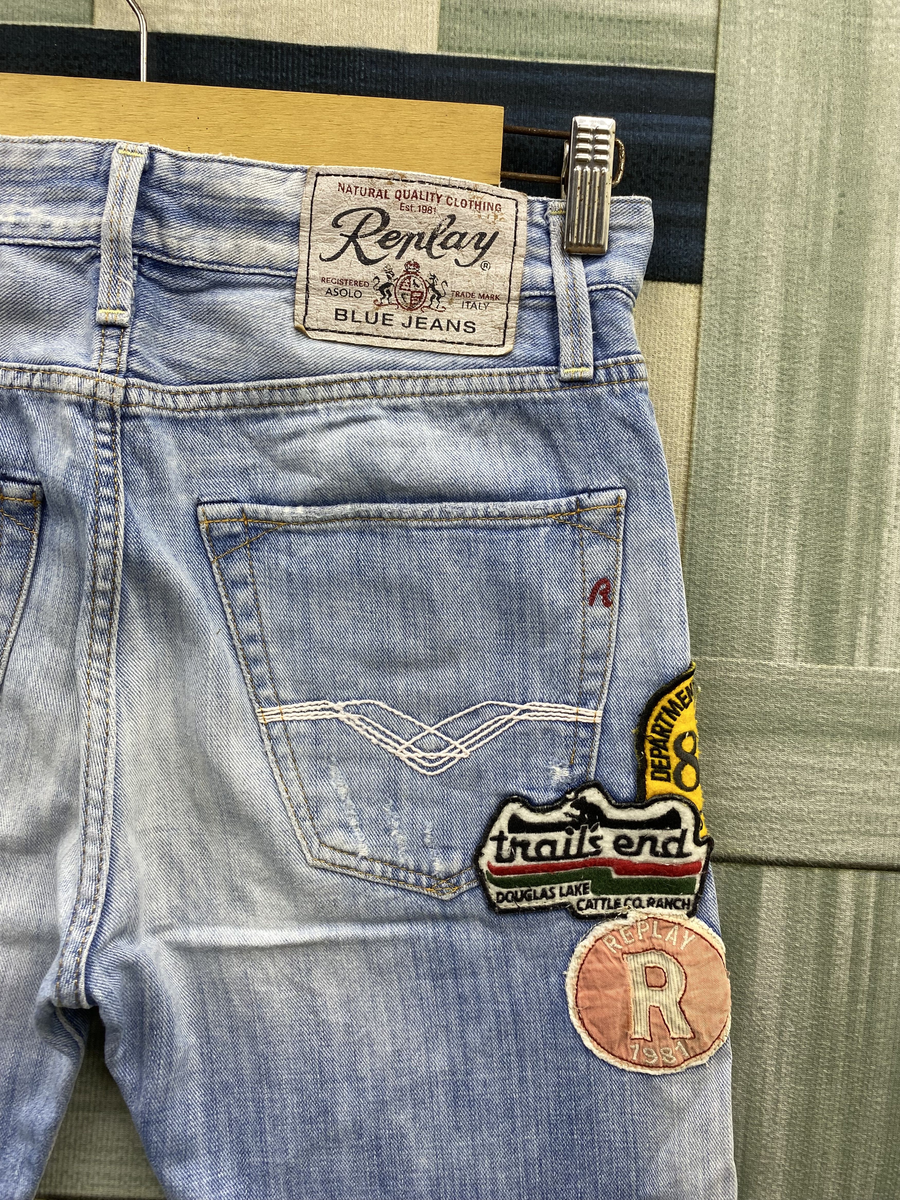 Replay × Vintage Replay Patches Faded Blue Denim Jean Size US 28 / EU 44 - 12 Thumbnail