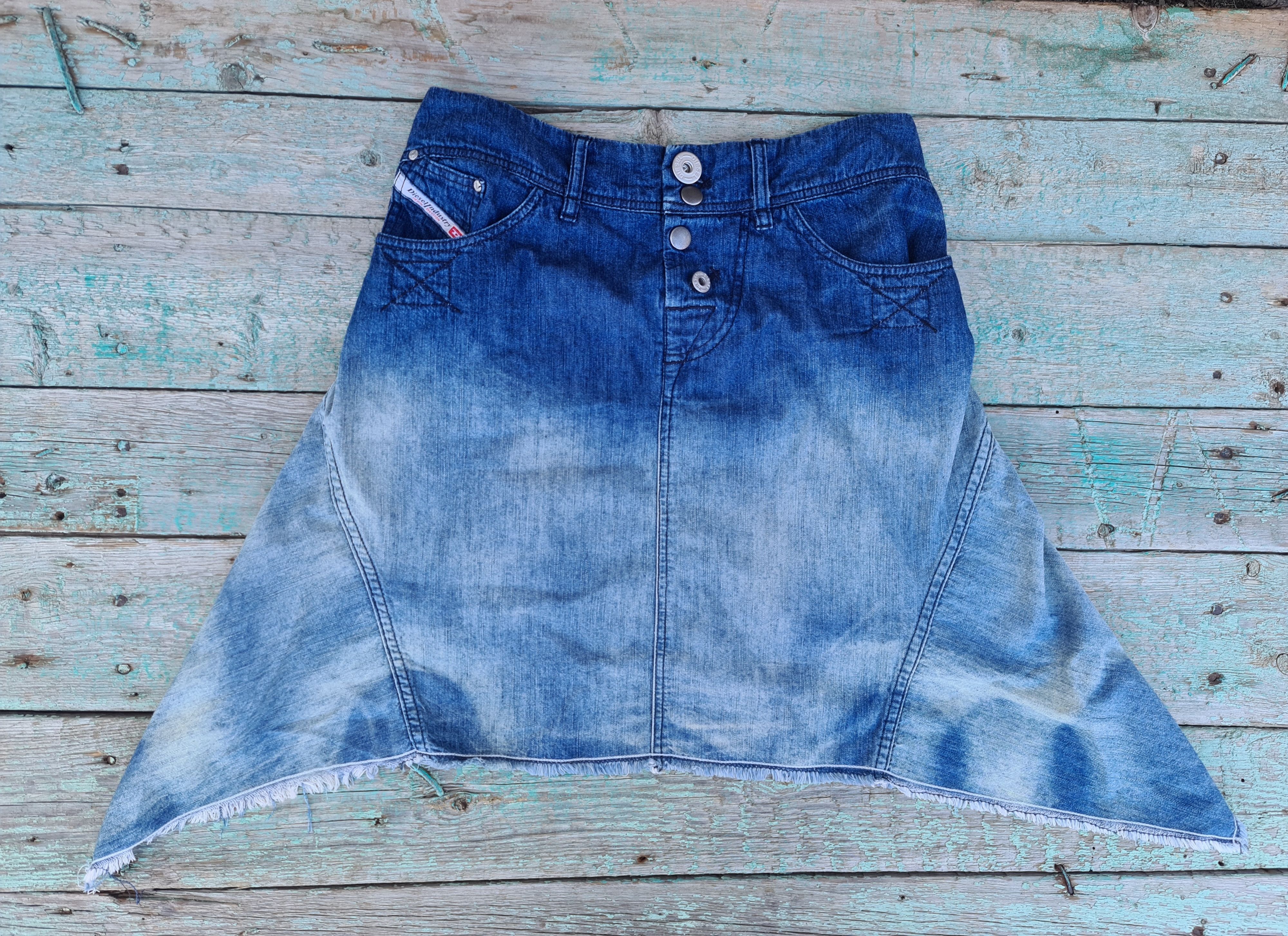 Diesel Vintage diesel asymmetric gradient denim skirt Size 28" / US 6 / IT 42 - 4 Thumbnail