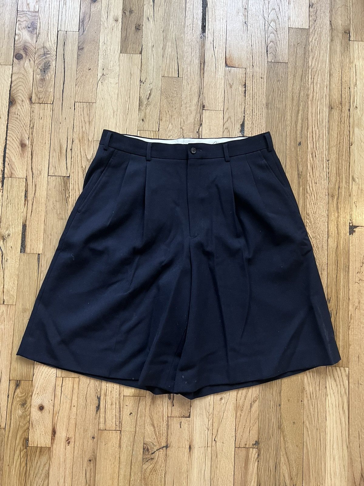 Comme des Garcons AD 2016 Pleated wide shorts wool navy blue Size US 34 / EU 50 - 2 Thumbnail