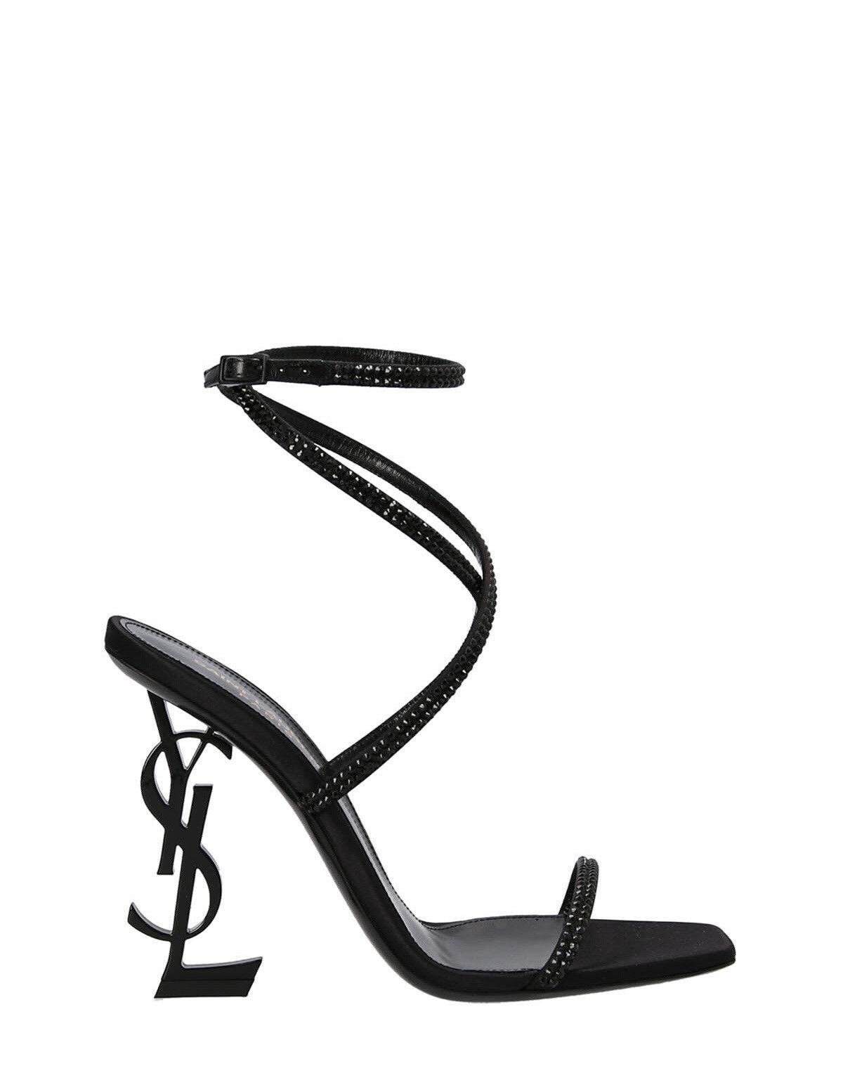 Saint Laurent YSL Opyum Rhinestones Leather Sandals