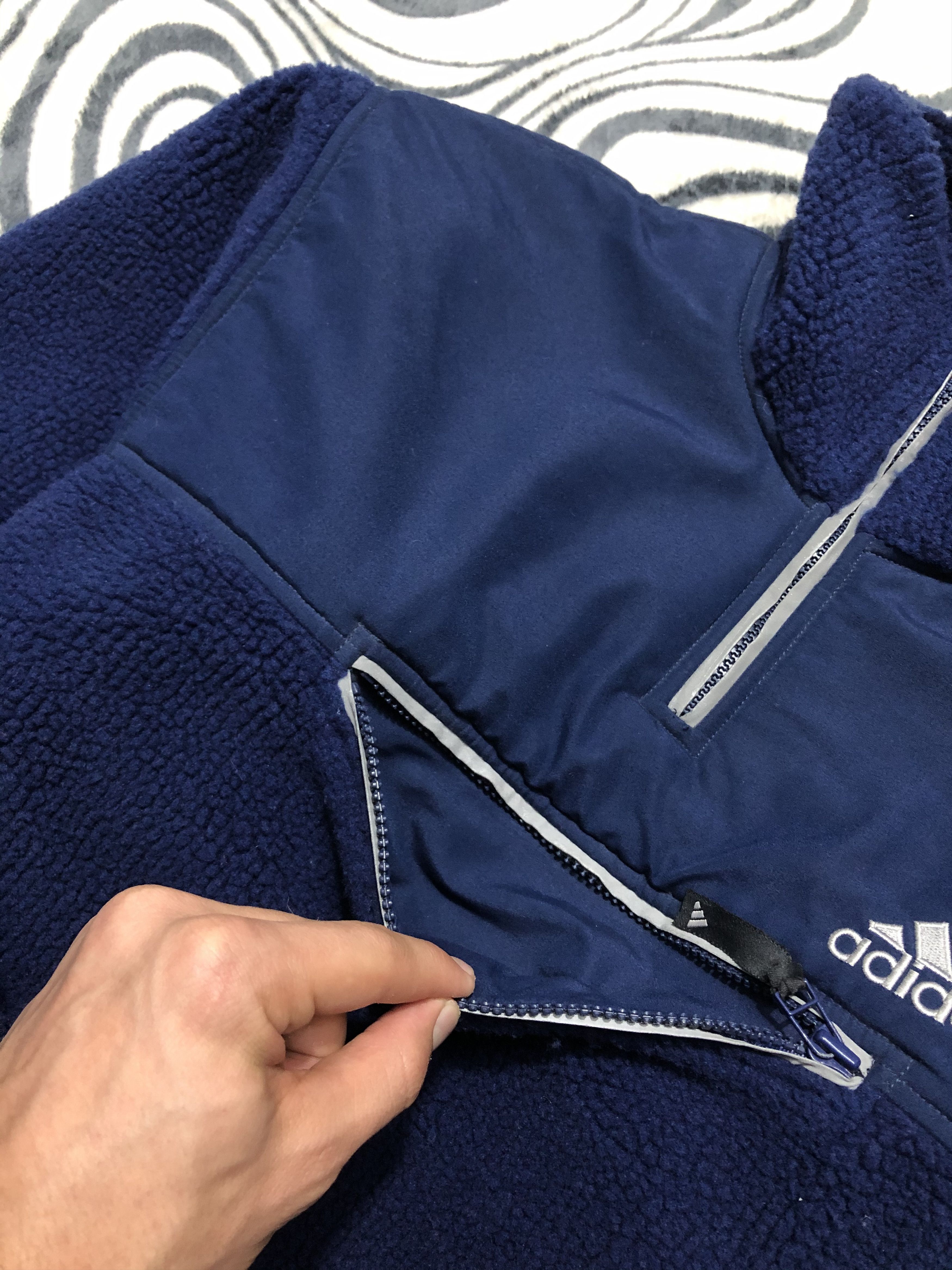 Adidas Adidas Vintage Teddy Fleece + Nylon Jacket Sherpa Size US XL / EU 56 / 4 - 4 Thumbnail