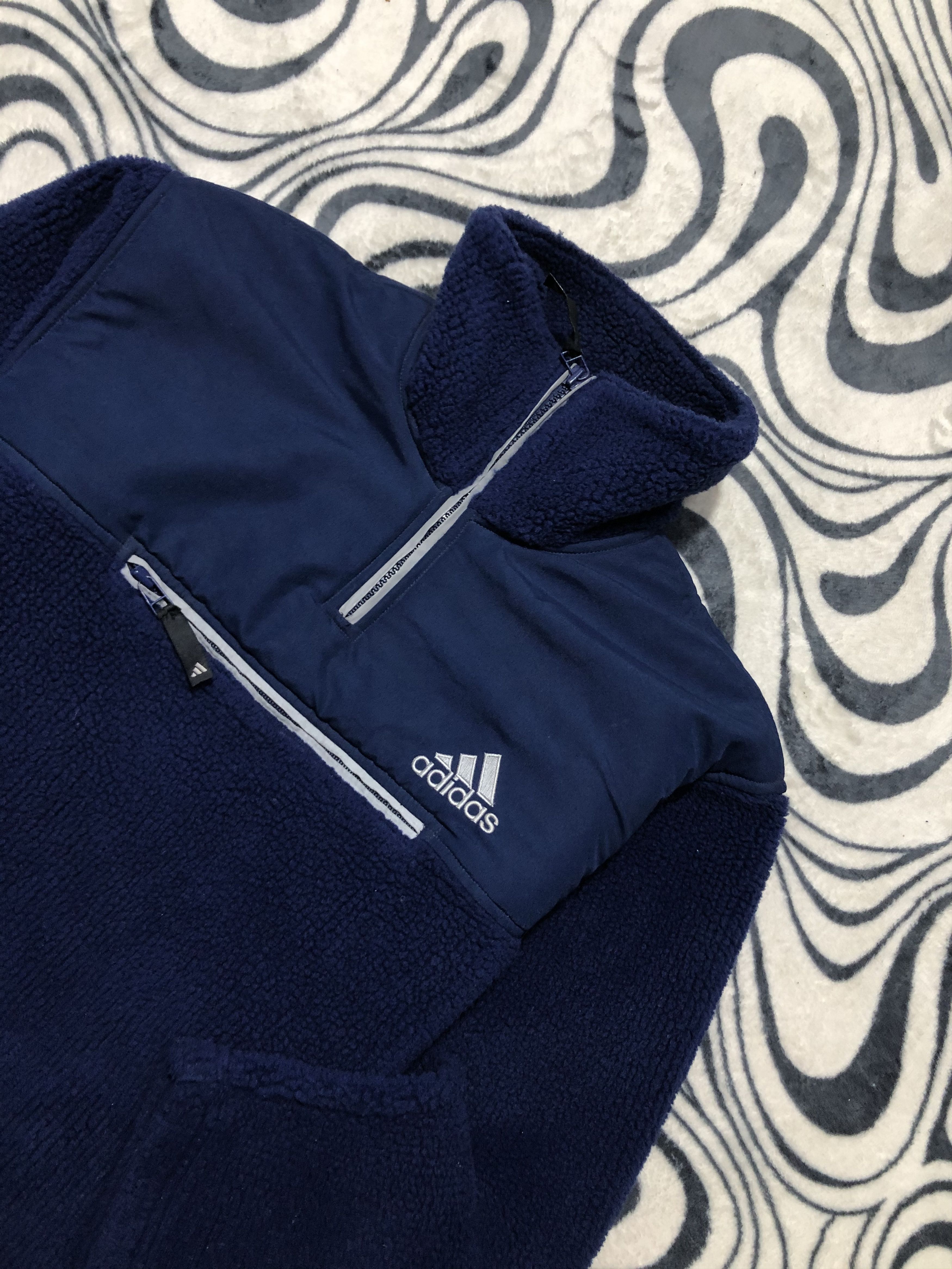 Adidas Adidas Vintage Teddy Fleece + Nylon Jacket Sherpa Size US XL / EU 56 / 4 - 2 Thumbnail