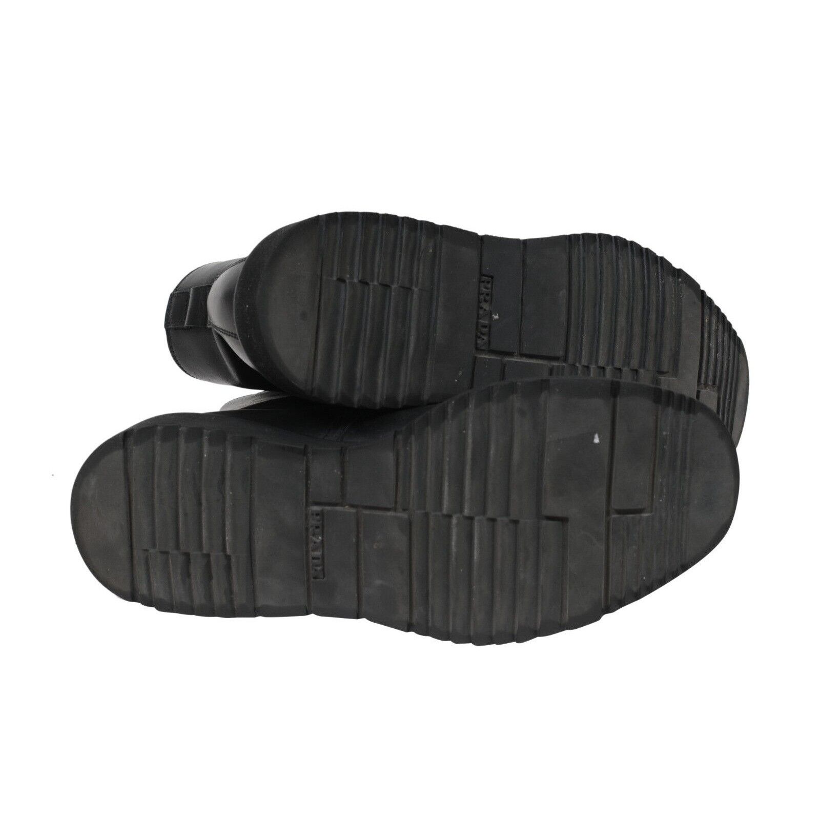 Prada Combat Half Boots Black Leather Square Toe - 01568 Size US 8.5 / EU 41-42 - 10 Thumbnail