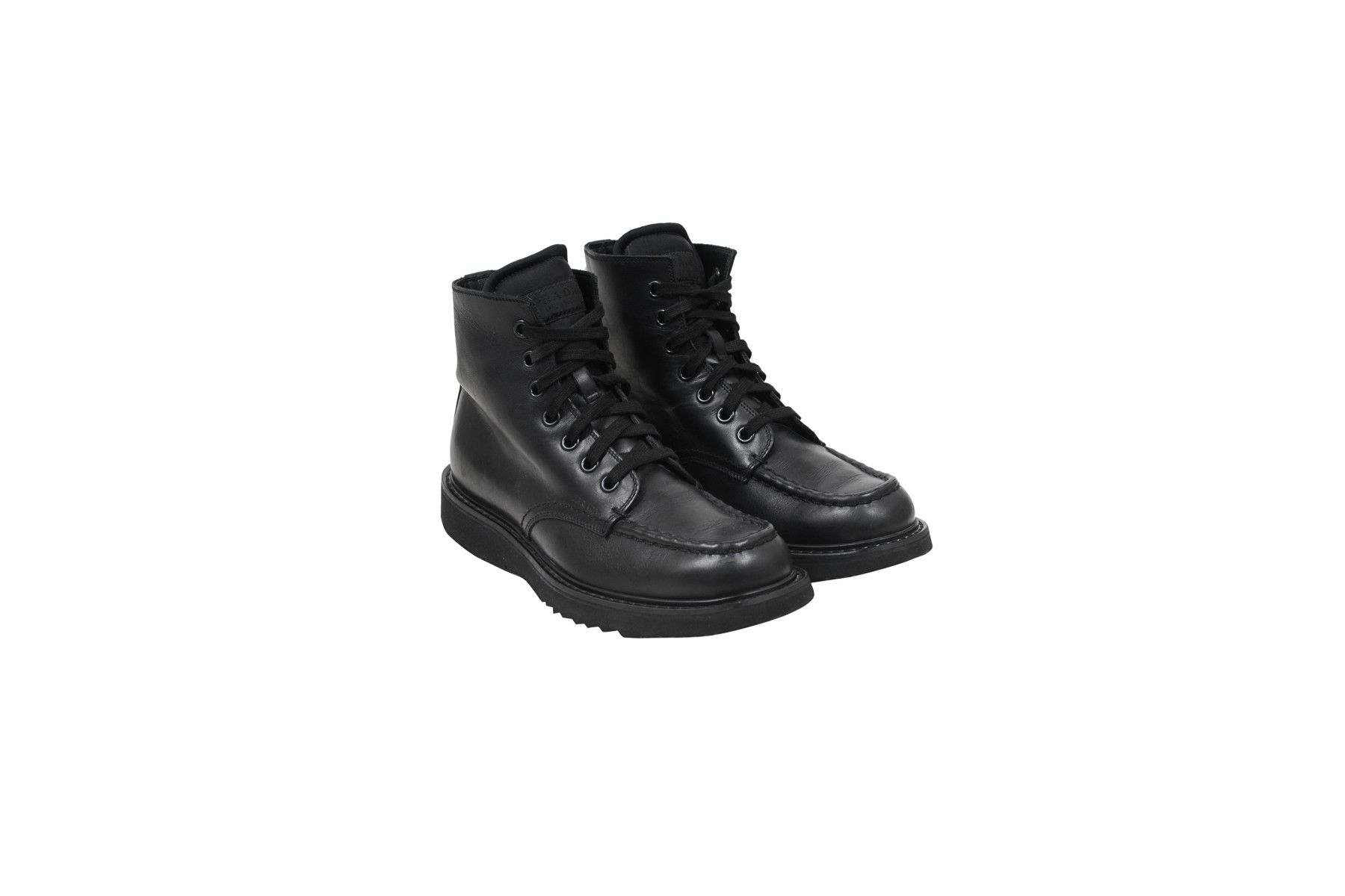 Prada Combat Half Boots Black Leather Square Toe - 01568 Size US 8.5 / EU 41-42 - 1 Thumbnail