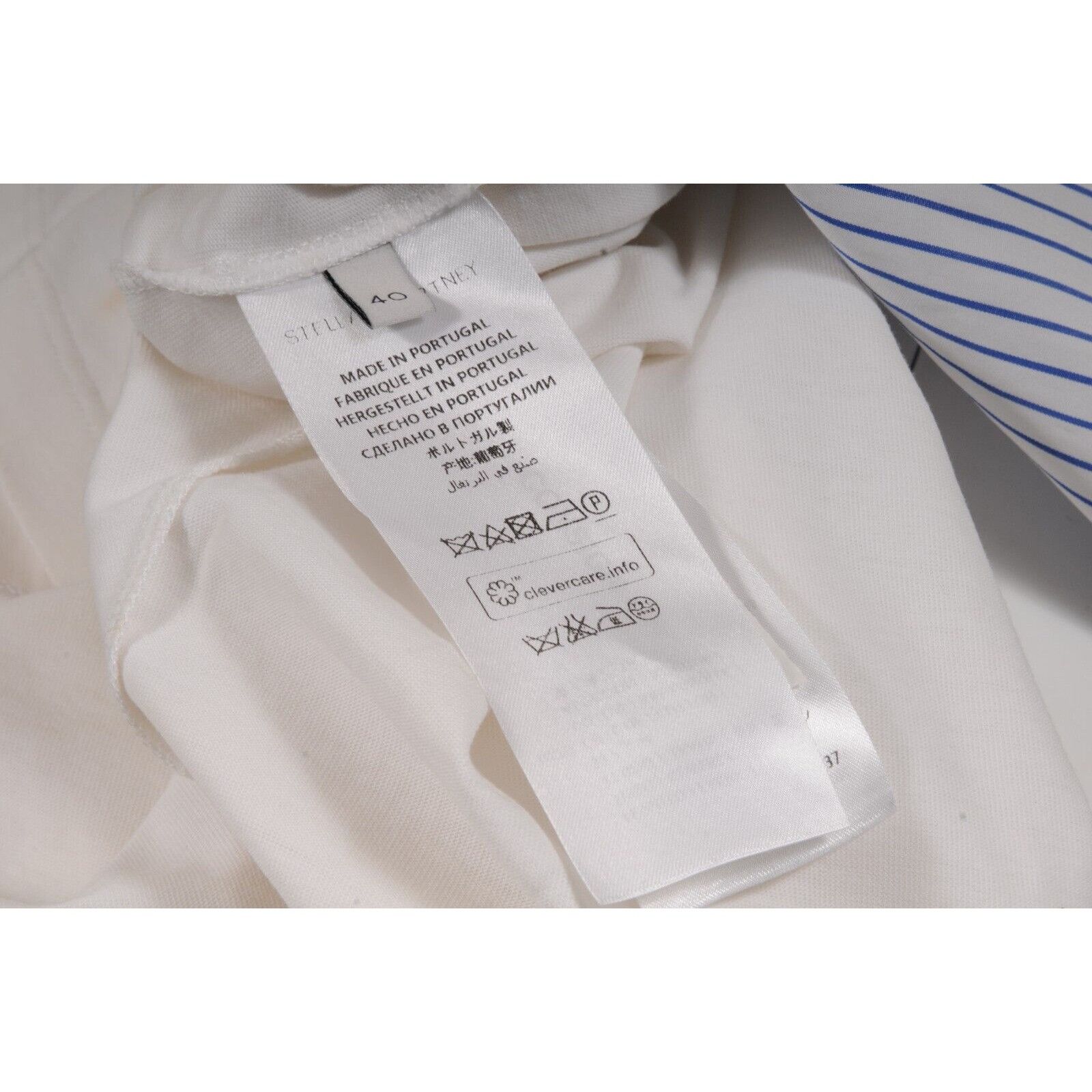 Stella McCartney White Asymmetric Top Stripe Panel T Shirt Size S / US 4 / IT 40 - 13 Thumbnail