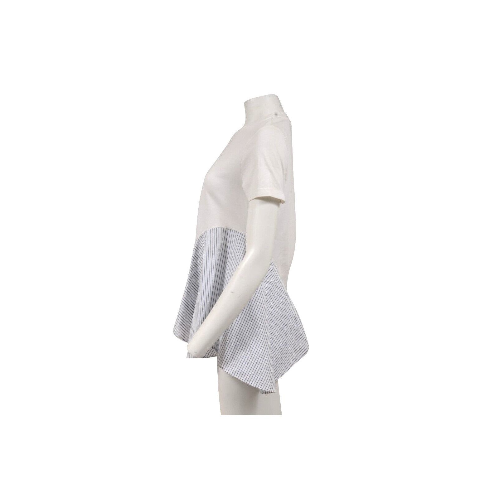 Stella McCartney White Asymmetric Top Stripe Panel T Shirt Size S / US 4 / IT 40 - 2 Thumbnail