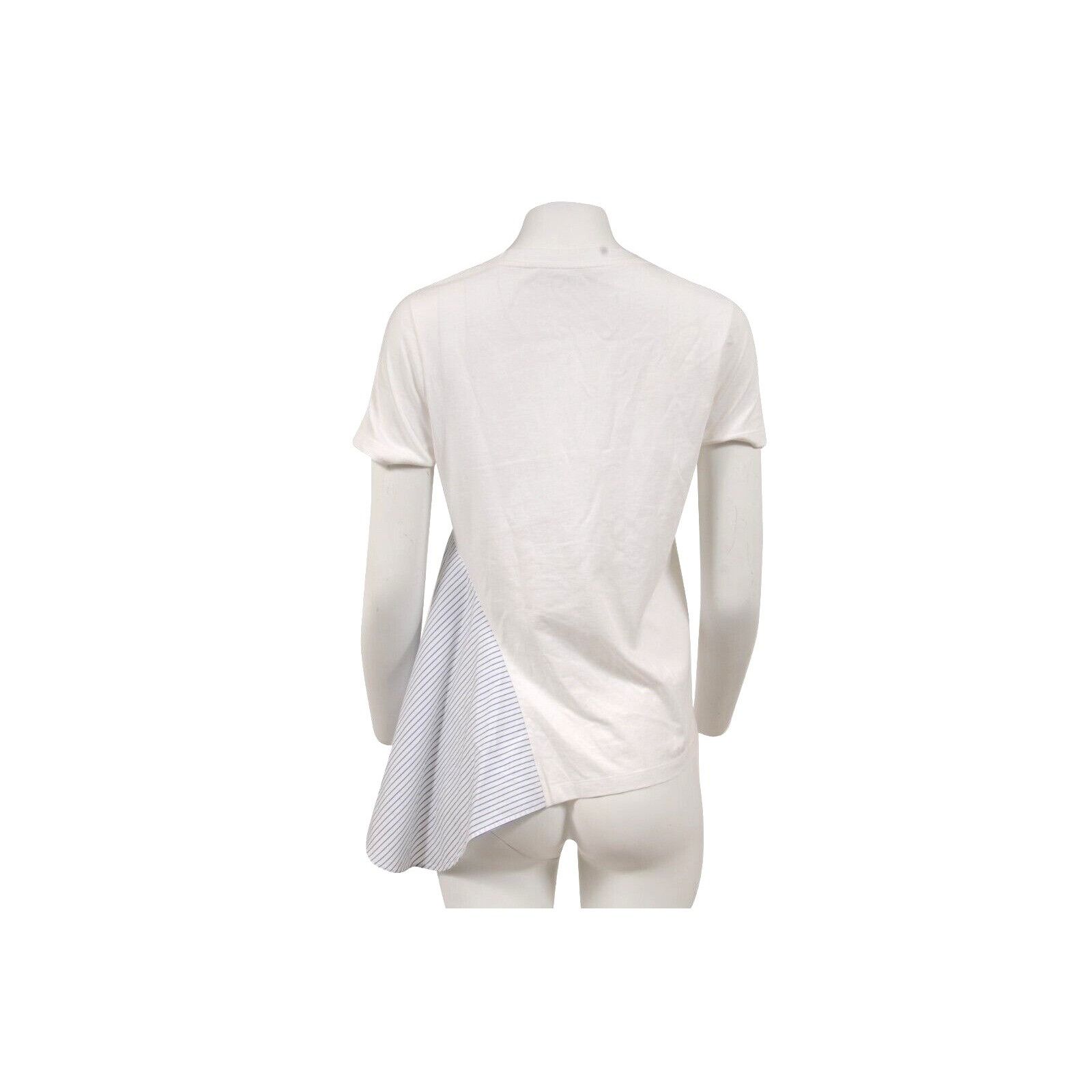 Stella McCartney White Asymmetric Top Stripe Panel T Shirt Size S / US 4 / IT 40 - 4 Thumbnail
