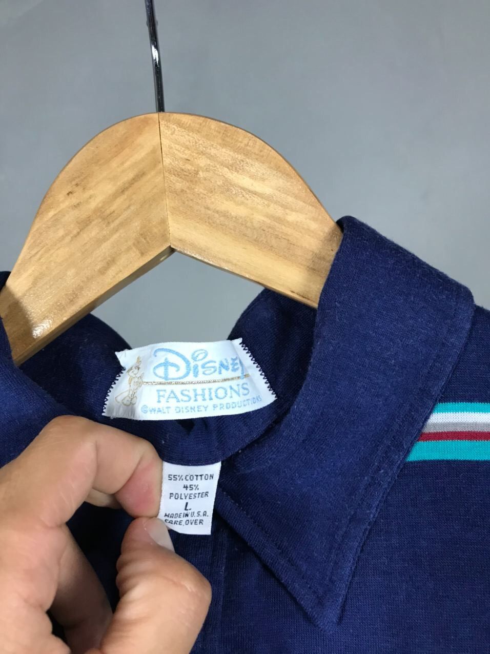 Disney × Vintage Disney Mickey Mouse Vintage Navy Blue Polo Tee Made In USA Size US L / EU 52-54 / 3 - 6 Thumbnail