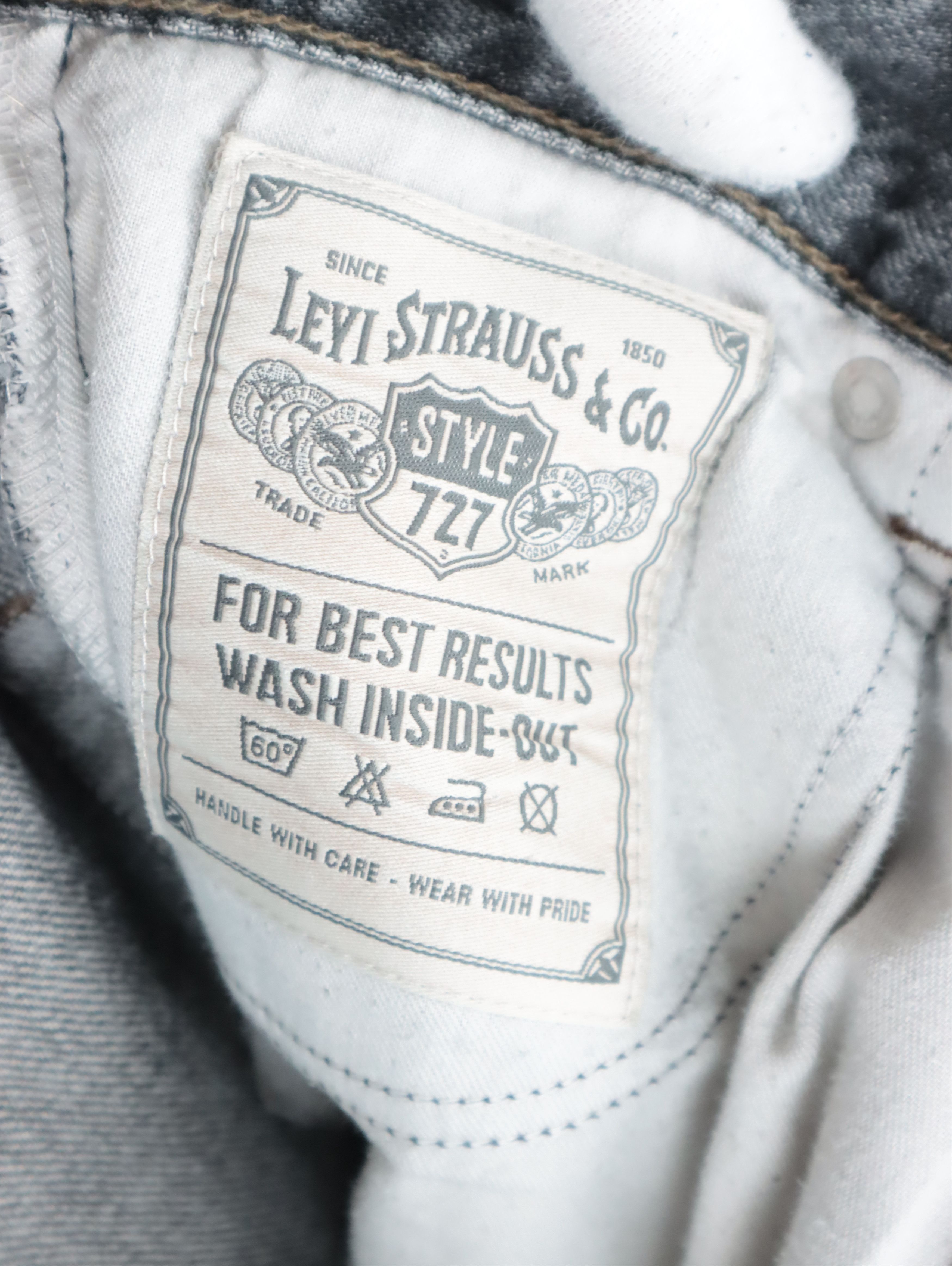 Levi's × Levi's Vintage Clothing × Vintage 90s Levis 727 Washed Black SILVER TAB Denim Jeans 28 x 32 Size US 28 / EU 44 - 21 Thumbnail