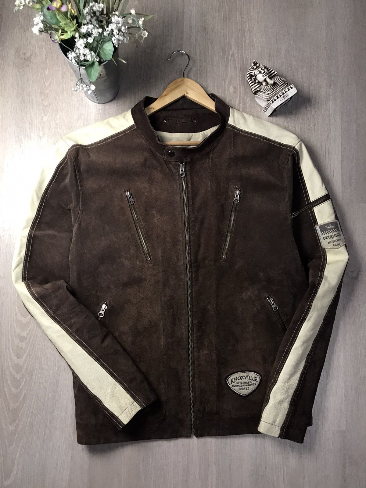 Japanese Brand Brown Rider Leather Jacket inspired Schott perfecto biker Size US XXL / EU 58 / 5 - 2 Thumbnail