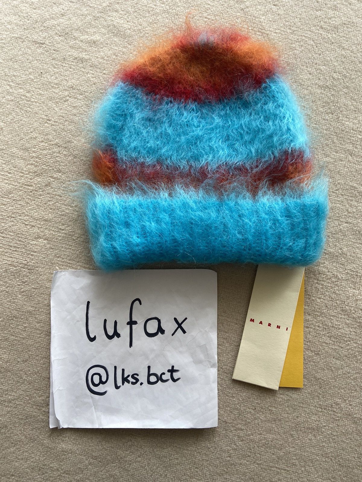 【関税&送料込】Marni Beanie Multicolor Logo Beanie by Marni on Sale