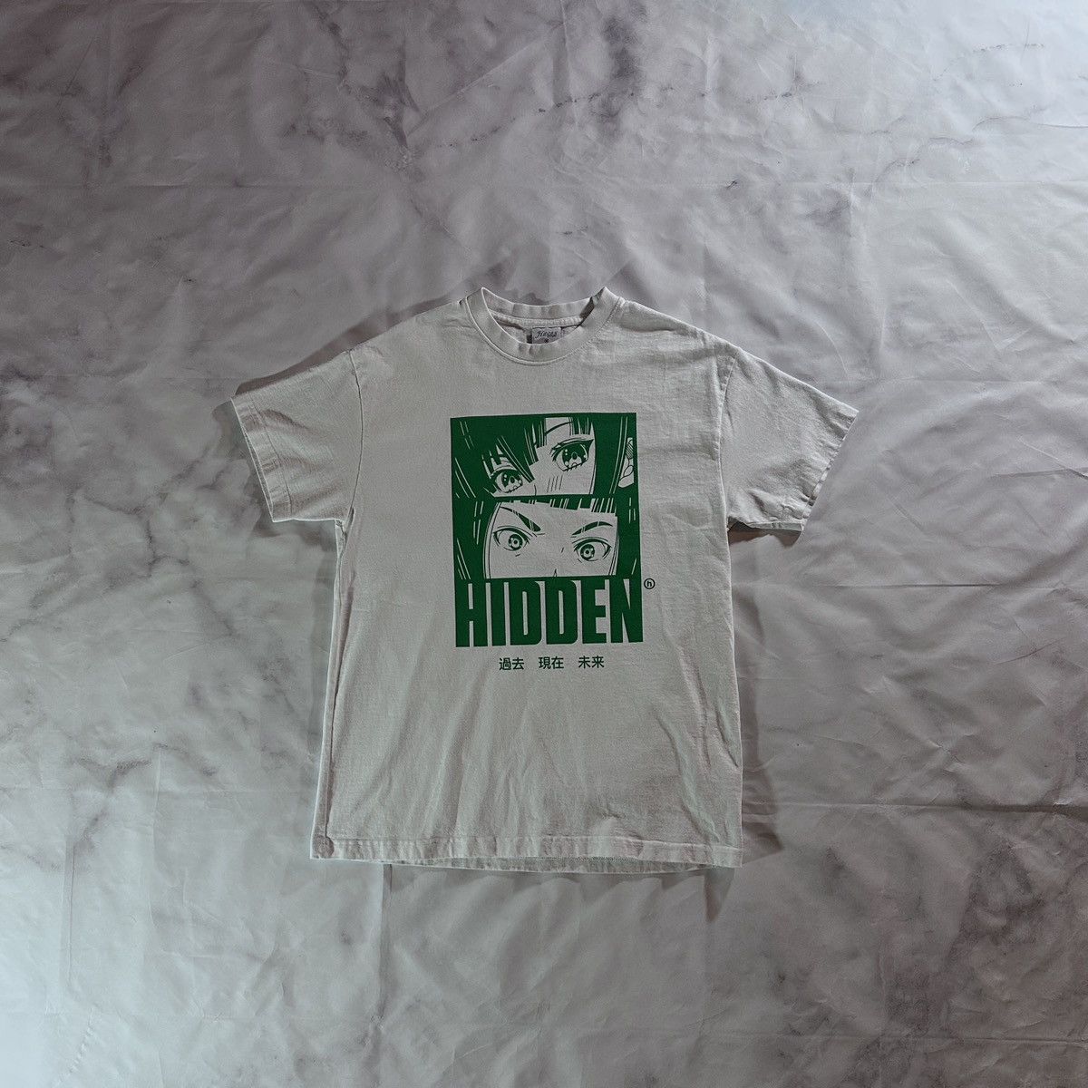Hidden NY White/Green Anime Tee