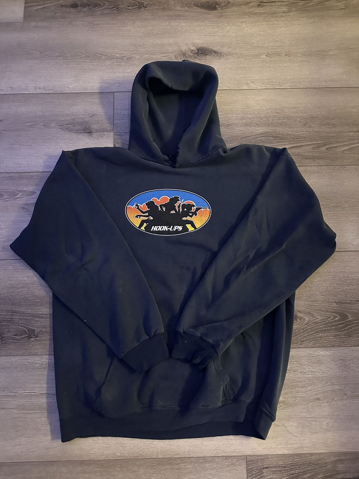 image of 90's Hook Ups Charlie’S Angles Hoodie in Navy, Men's (Size XL)