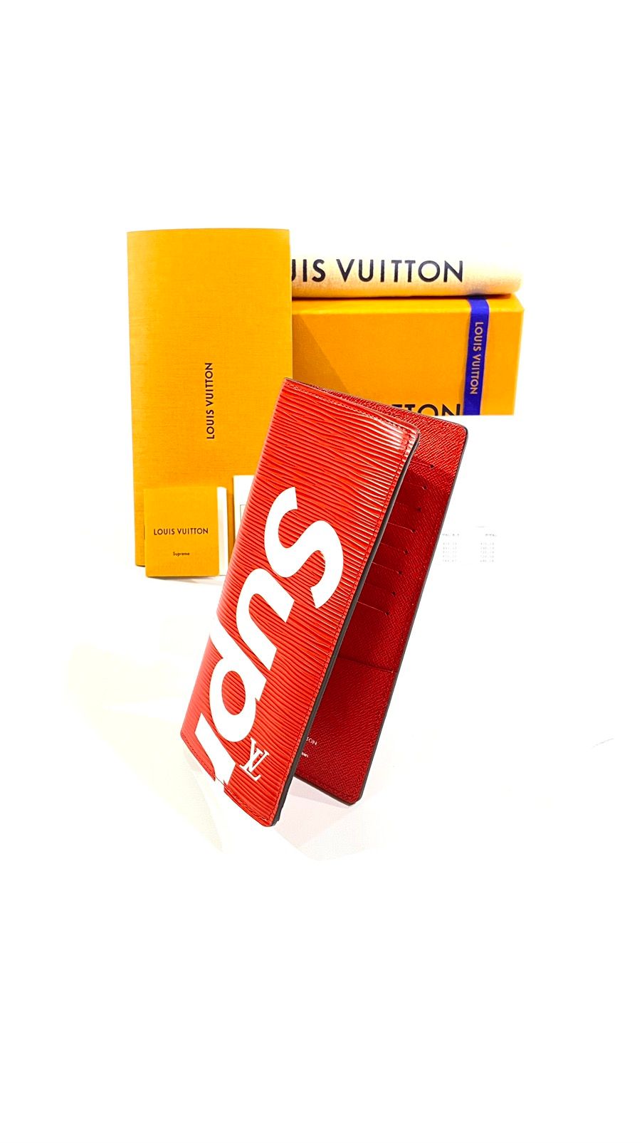 Louis Vuitton, Bags, Louis Vuitton X Supreme Brazza Wallet Epi Red