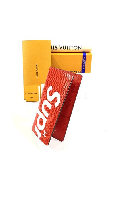 Louis Vuitton, Bags, Louis Vuitton X Supreme Brazza Wallet Epi Red