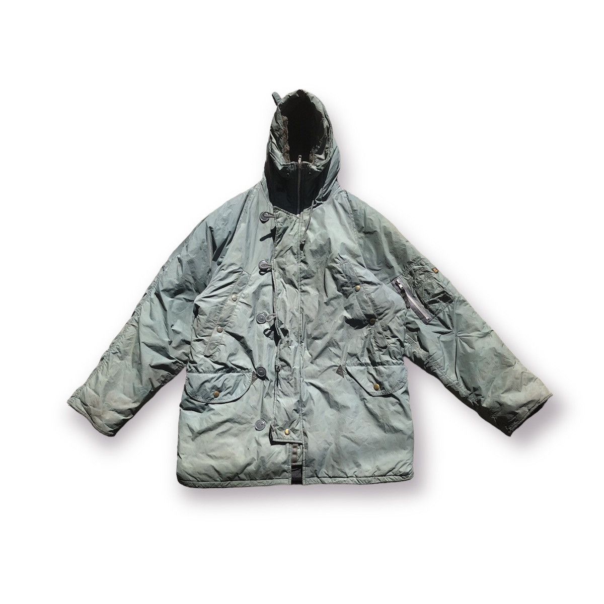 Vintage Alpha Industries N-2b Attached Hood Bomber Jacket
