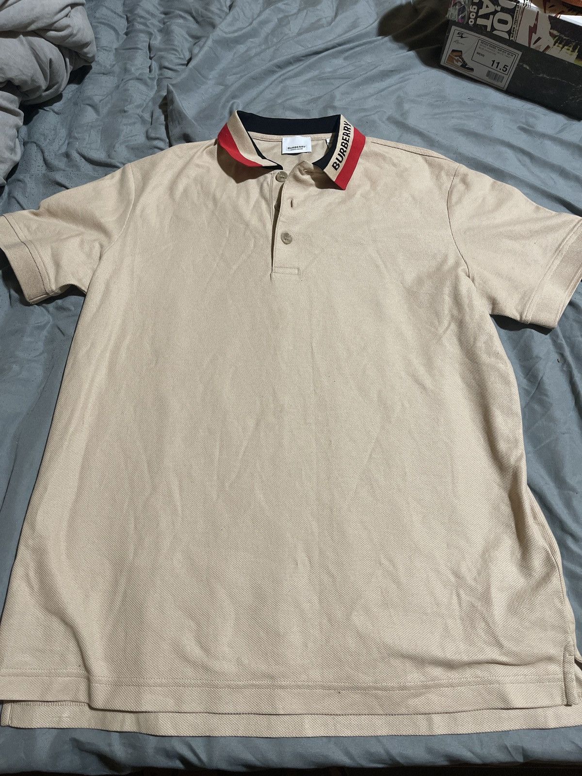 Burberry Men's 'edney' Polo Shirt with Logo - Natural - Polo Shirts