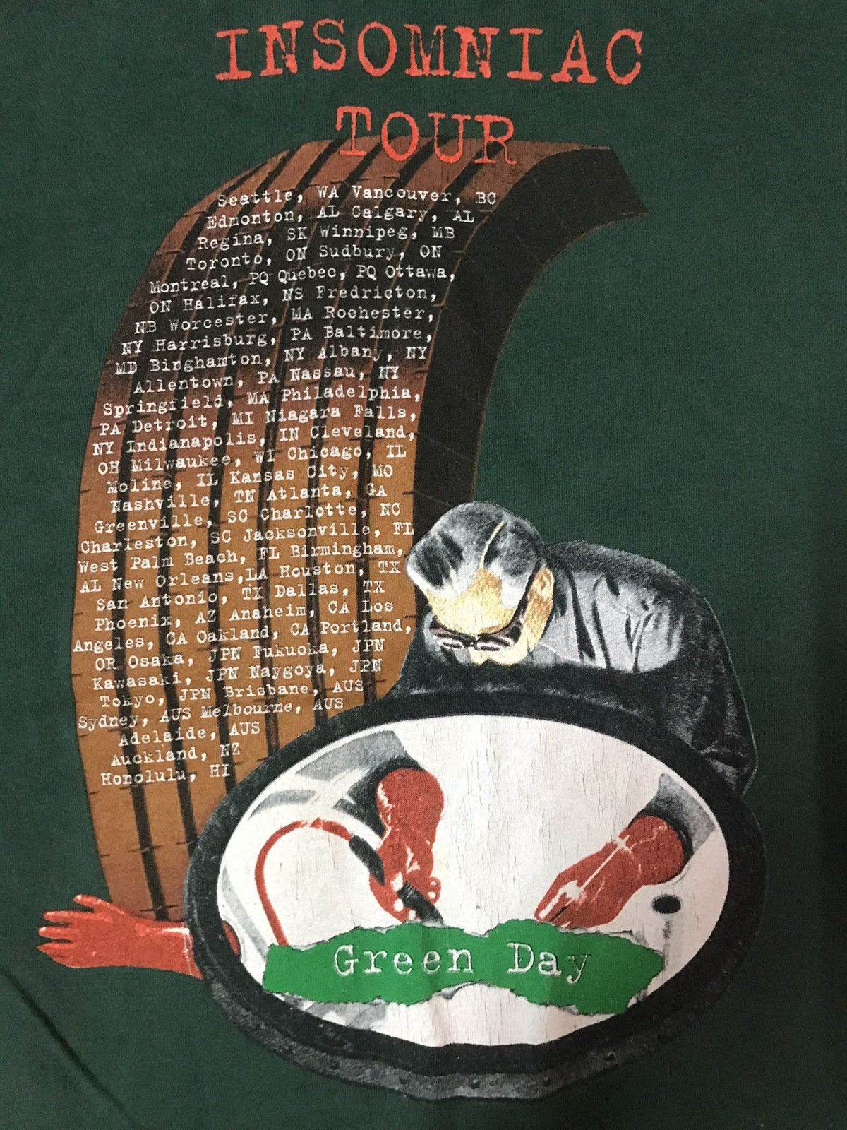 Band Tees × Vintage Vintage 90s Green Day Insomniac Tour Band Tee Shirt Size US L / EU 52-54 / 3 - 8 Thumbnail