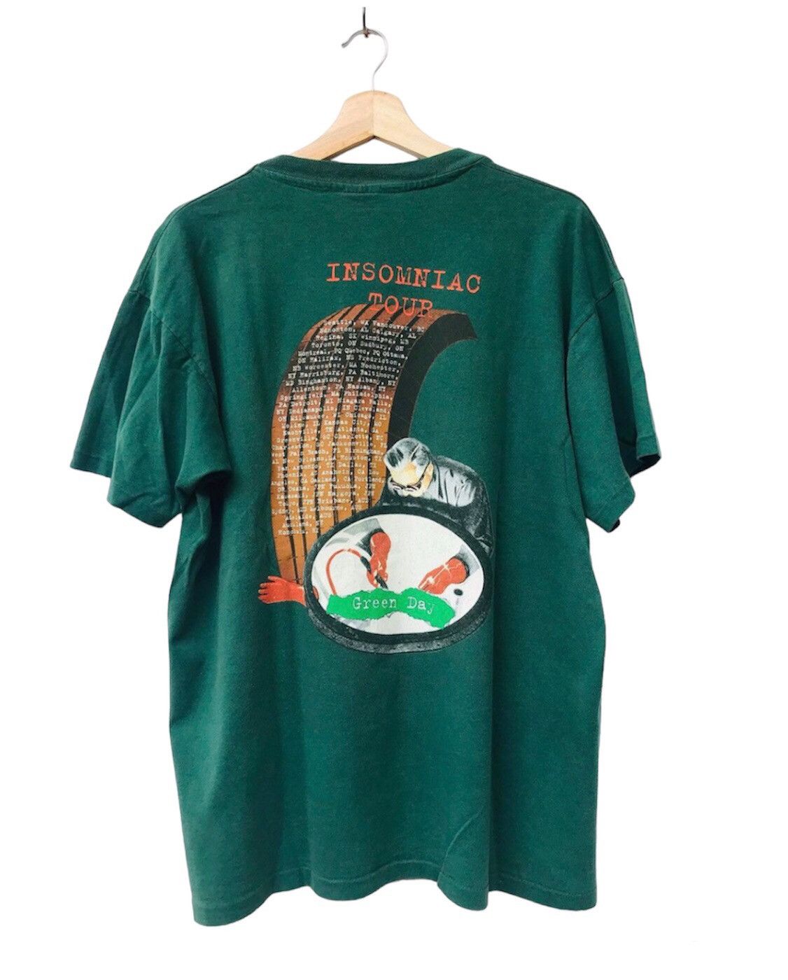 Band Tees × Vintage Vintage 90s Green Day Insomniac Tour Band Tee Shirt Size US L / EU 52-54 / 3 - 2 Thumbnail