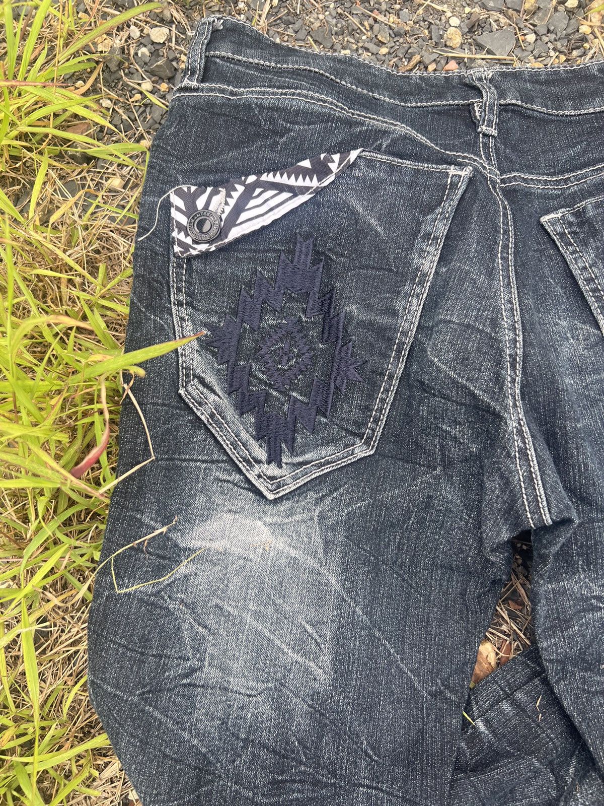 Japanese Brand × Vintage Distressed Jeans with rare design straight cut Size US 32 / EU 48 - 6 Thumbnail