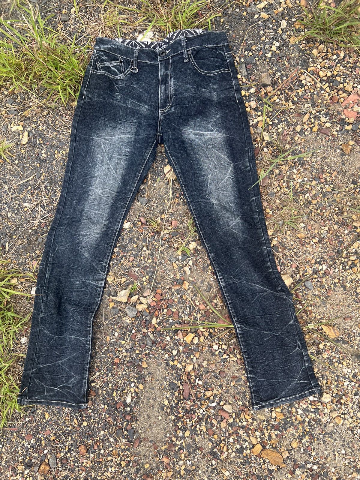 Japanese Brand × Vintage Distressed Jeans with rare design straight cut Size US 32 / EU 48 - 7 Thumbnail