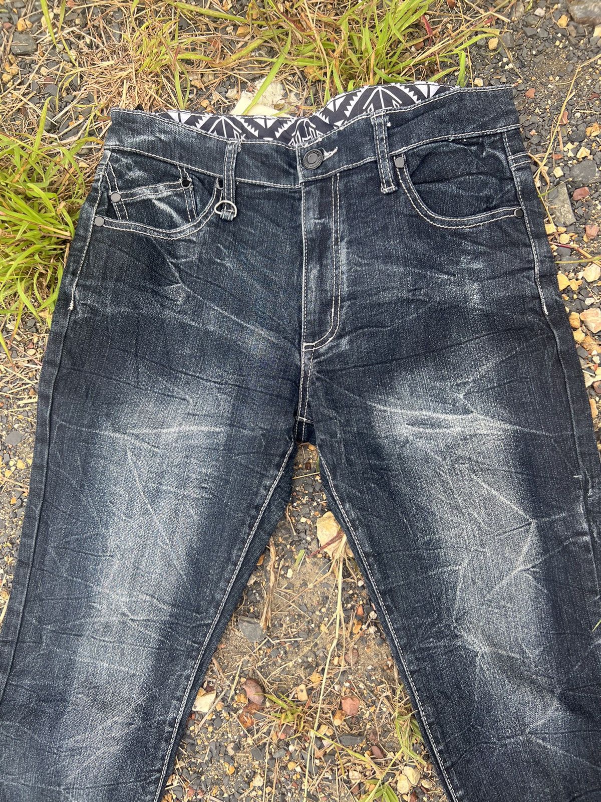 Japanese Brand × Vintage Distressed Jeans with rare design straight cut Size US 32 / EU 48 - 8 Thumbnail