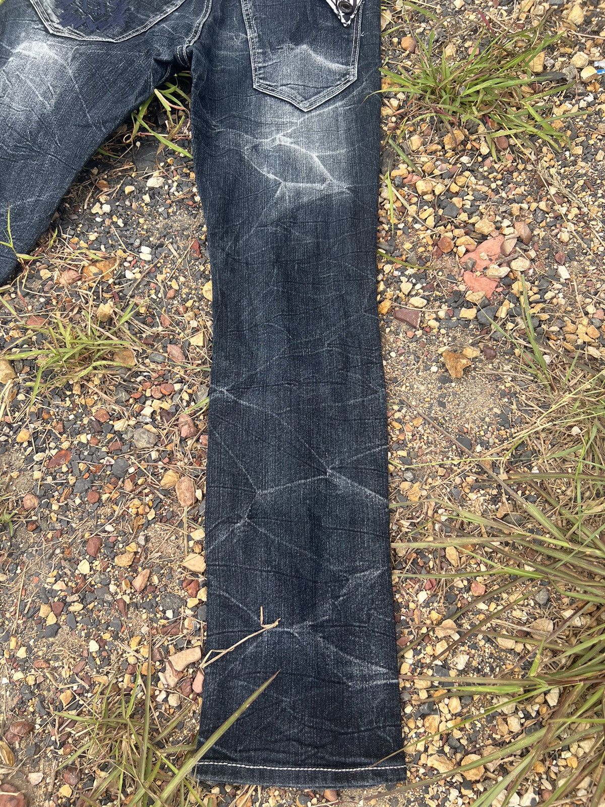 Japanese Brand × Vintage Distressed Jeans with rare design straight cut Size US 32 / EU 48 - 3 Thumbnail