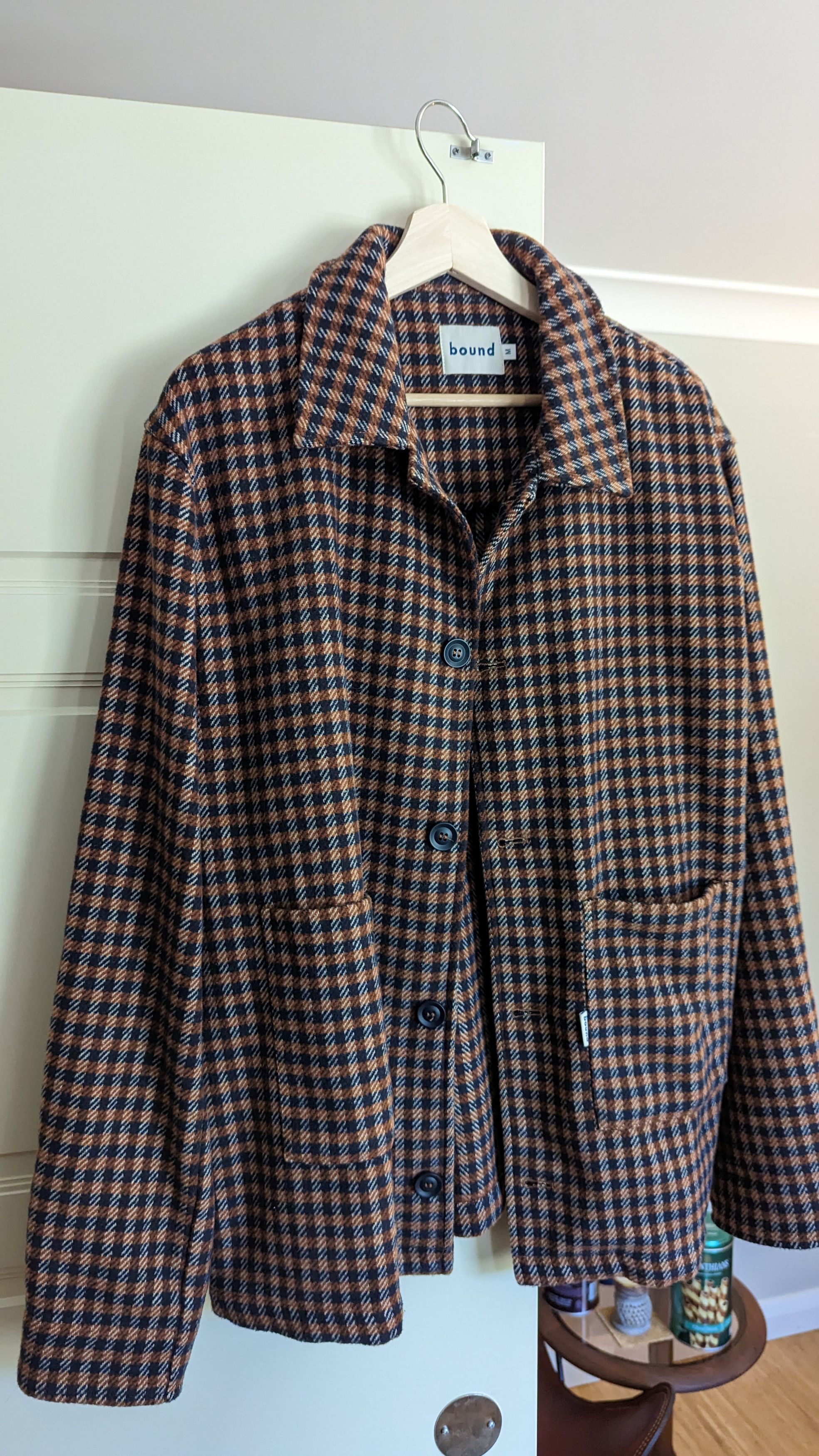 Other Brown Blue Houndstooth Woolen Coat/Jacket Size US M / EU 48-50 / 2 - 3 Thumbnail