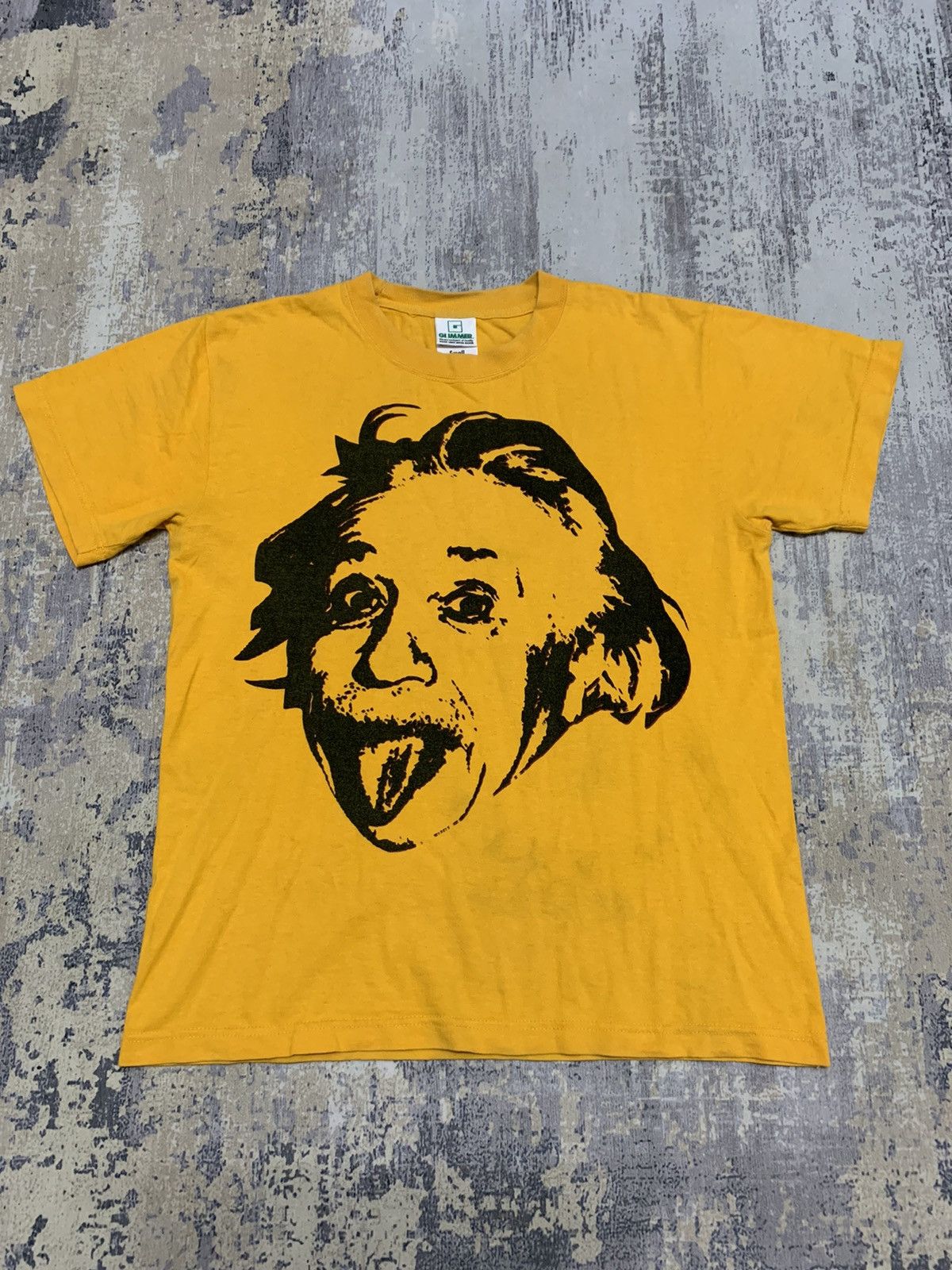 Vintage Vintage Albert Einstein Graphic T-Shirt Mustard Big Head Size US S / EU 44-46 / 1 - 1 Thumbnail