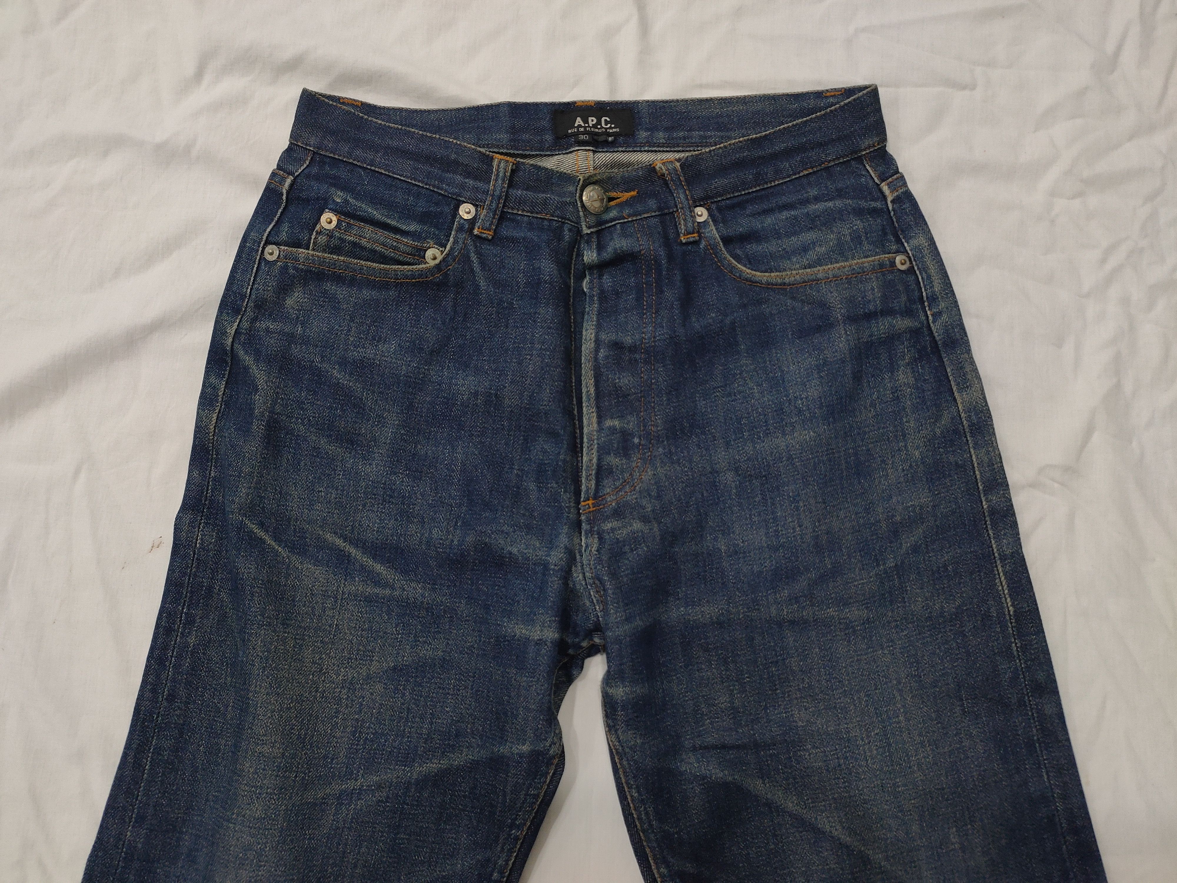 Vintage 90s A.P.C. Clawmark Distress Selvedge Jeans