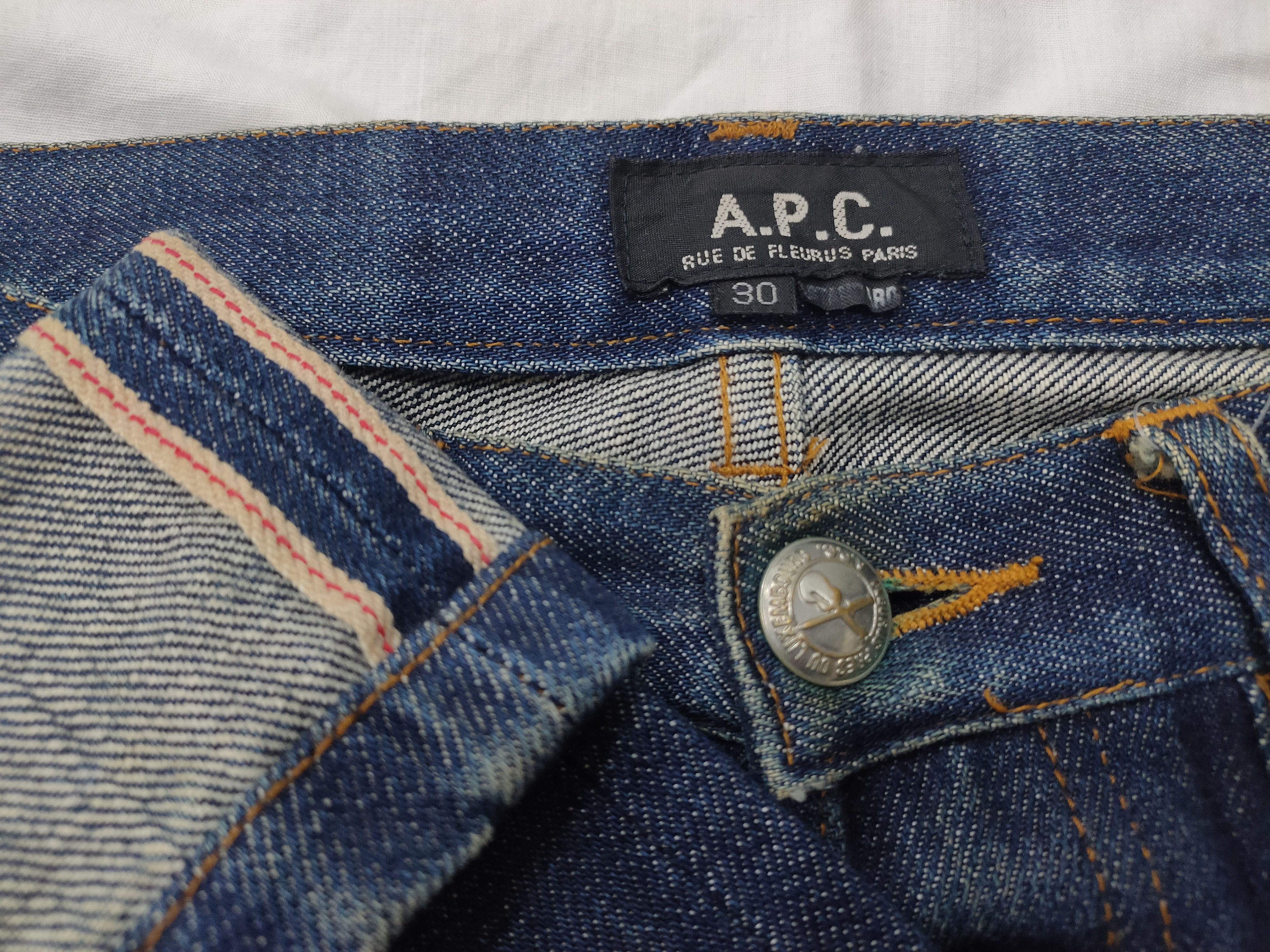 Vintage 90s A.P.C. Clawmark Distress Selvedge Jeans