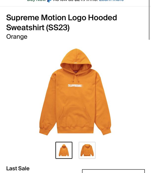 Supreme Motion Logo Hooded Sweatshirt (SS23) Orange Men's - SS23 - US