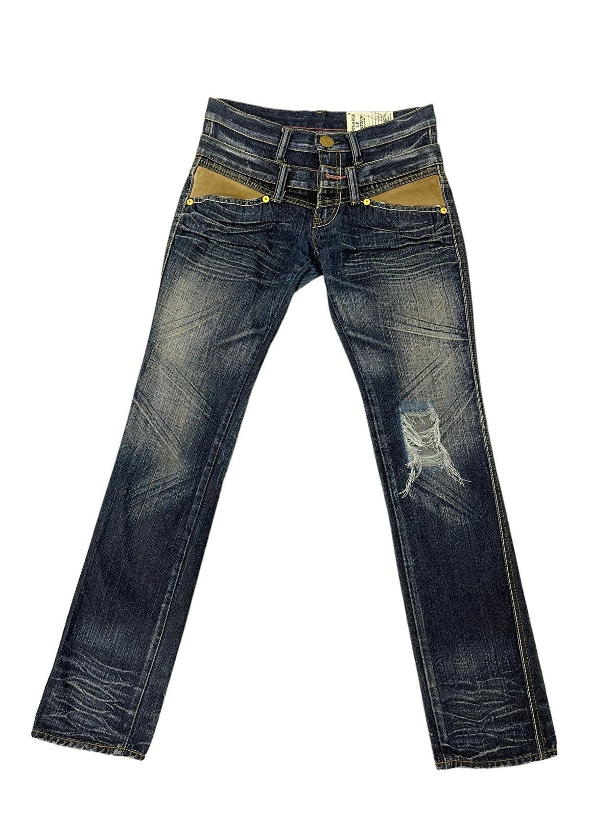 Japanese Brand Double Waist Slim Jeans Antgauge Distres Clawmark Denim 52🟦 Size US 29 - 1 Thumbnail