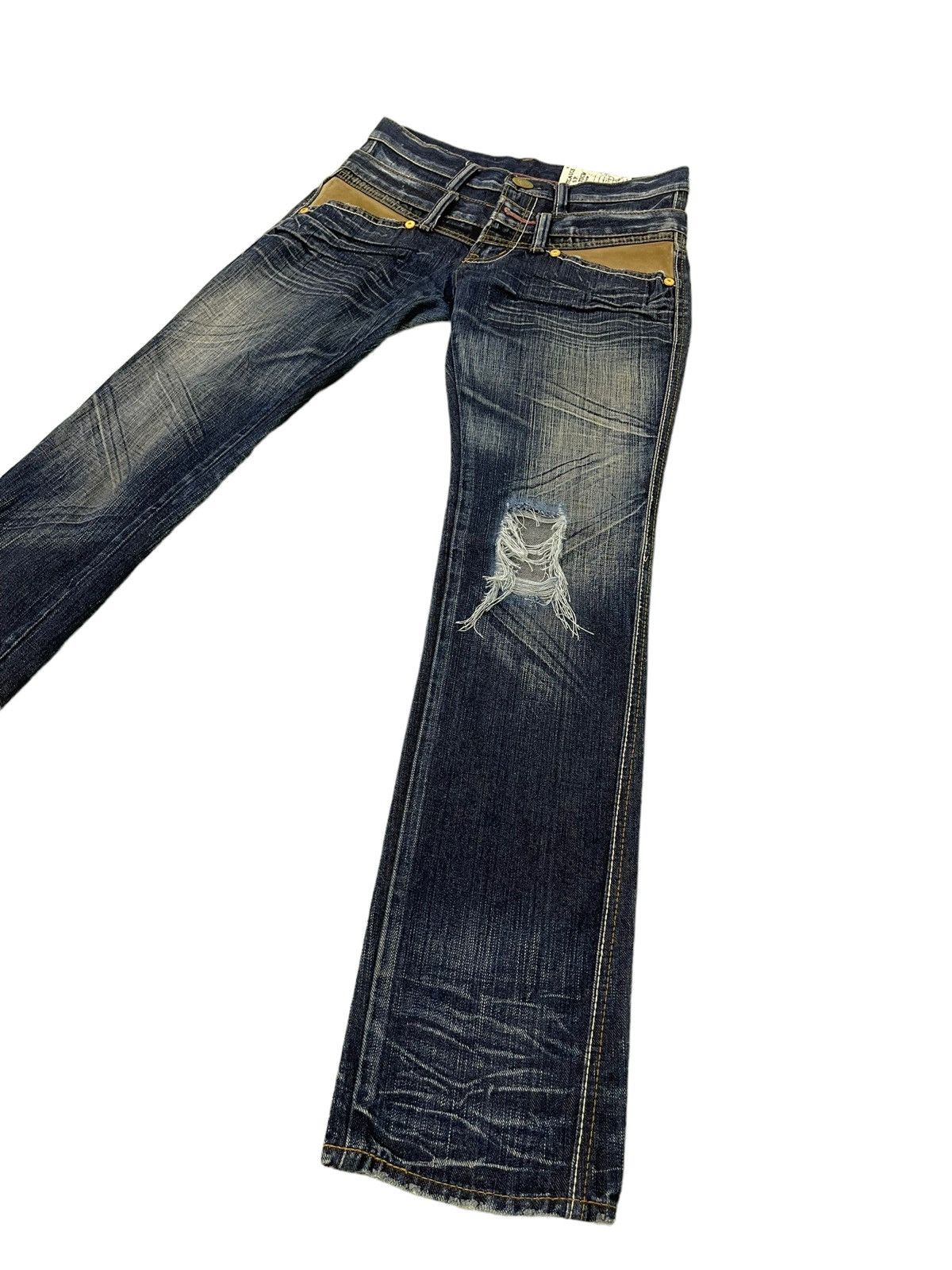 Japanese Brand Double Waist Slim Jeans Antgauge Distres Clawmark Denim 52🟦 Size US 29 - 3 Thumbnail