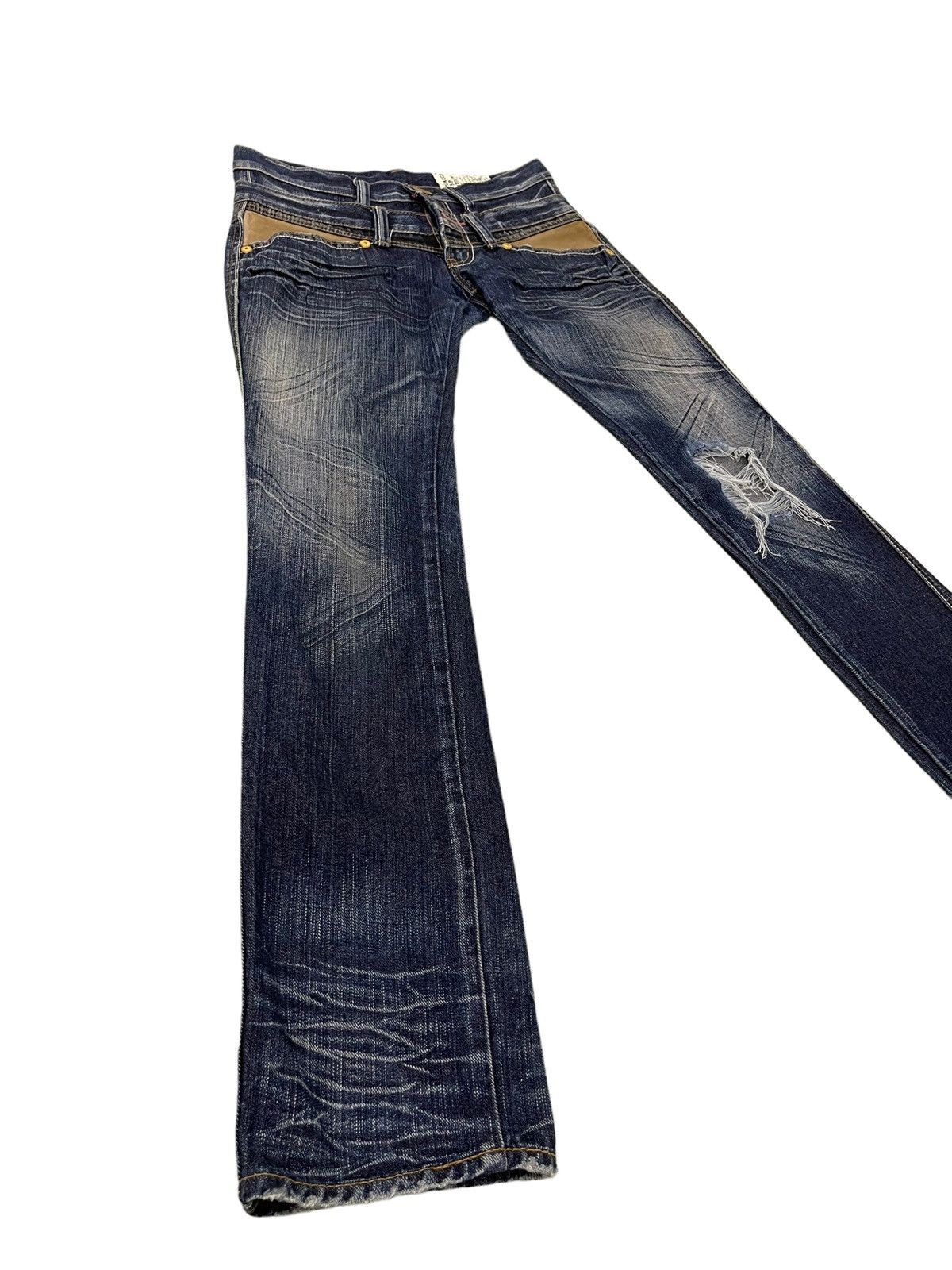 Japanese Brand Double Waist Slim Jeans Antgauge Distres Clawmark Denim 52🟦 Size US 29 - 2 Thumbnail