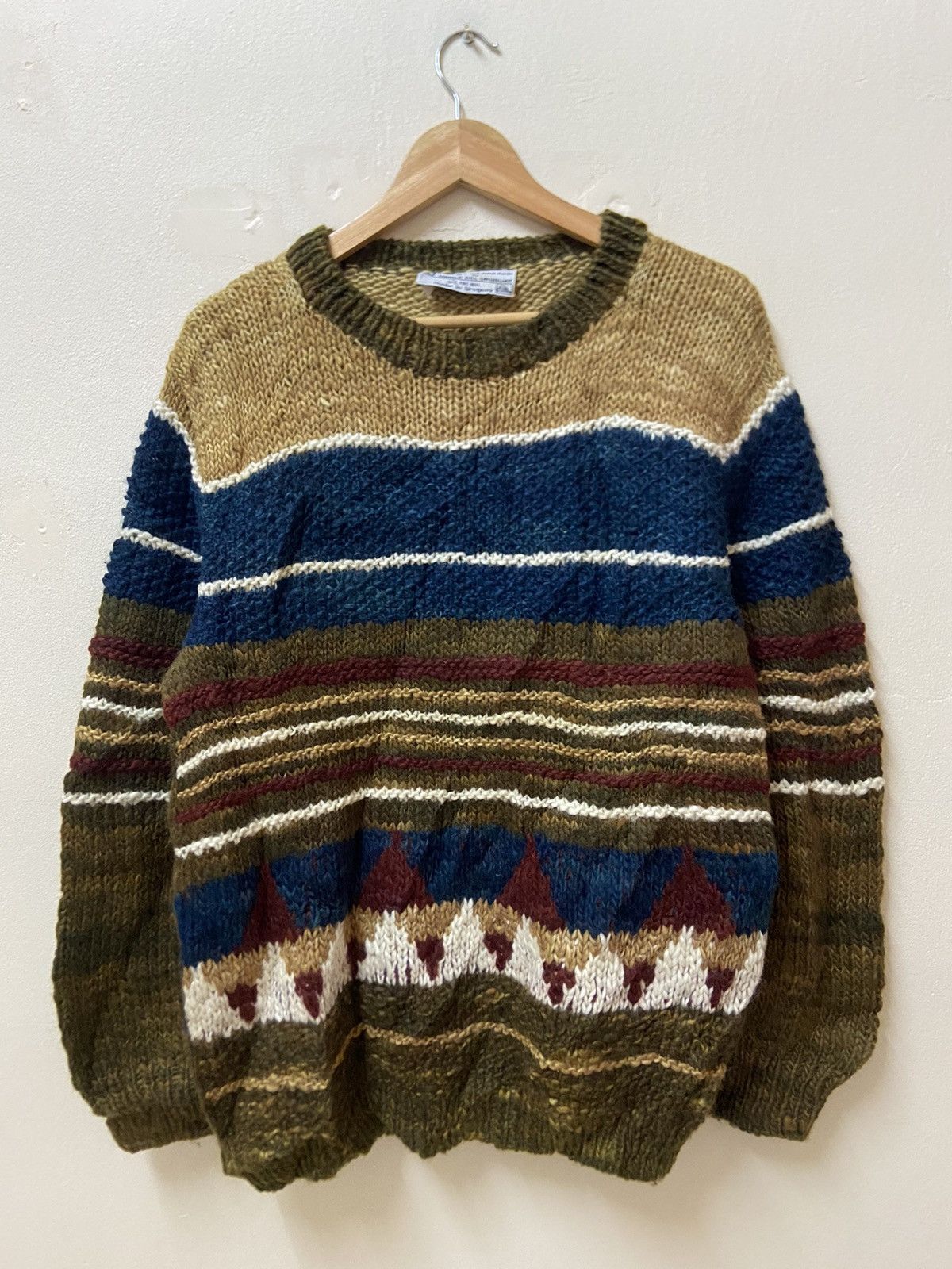 Vintage 90s Hand Knit Wool outlet Men's Sweater Coogi Style Uruguay Made