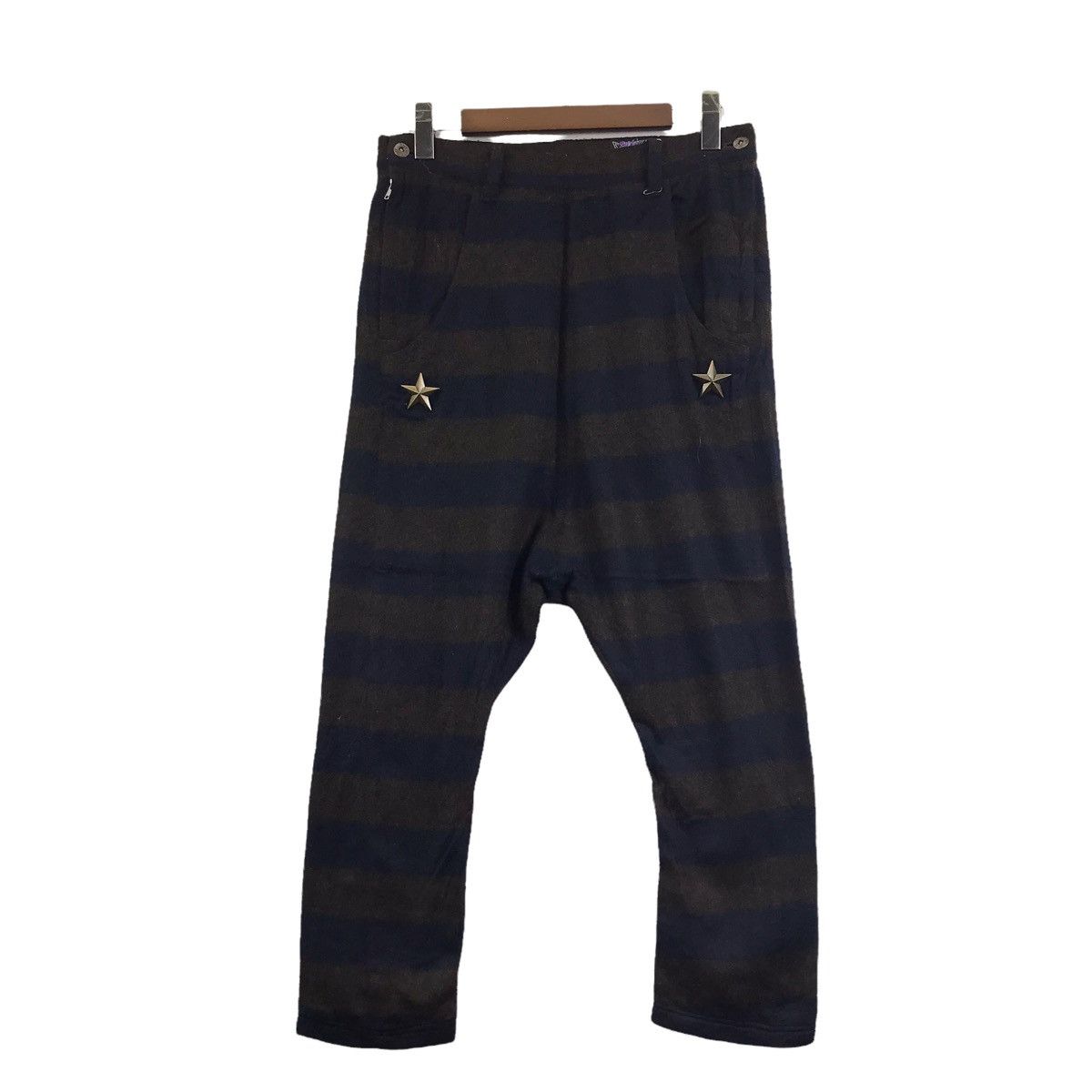 Japanese Brand SHOUT HIGH-FIDELITY Japan Brand Stripes Wool Drop CrotchPant Size US 30 / EU 46 - 1 Thumbnail