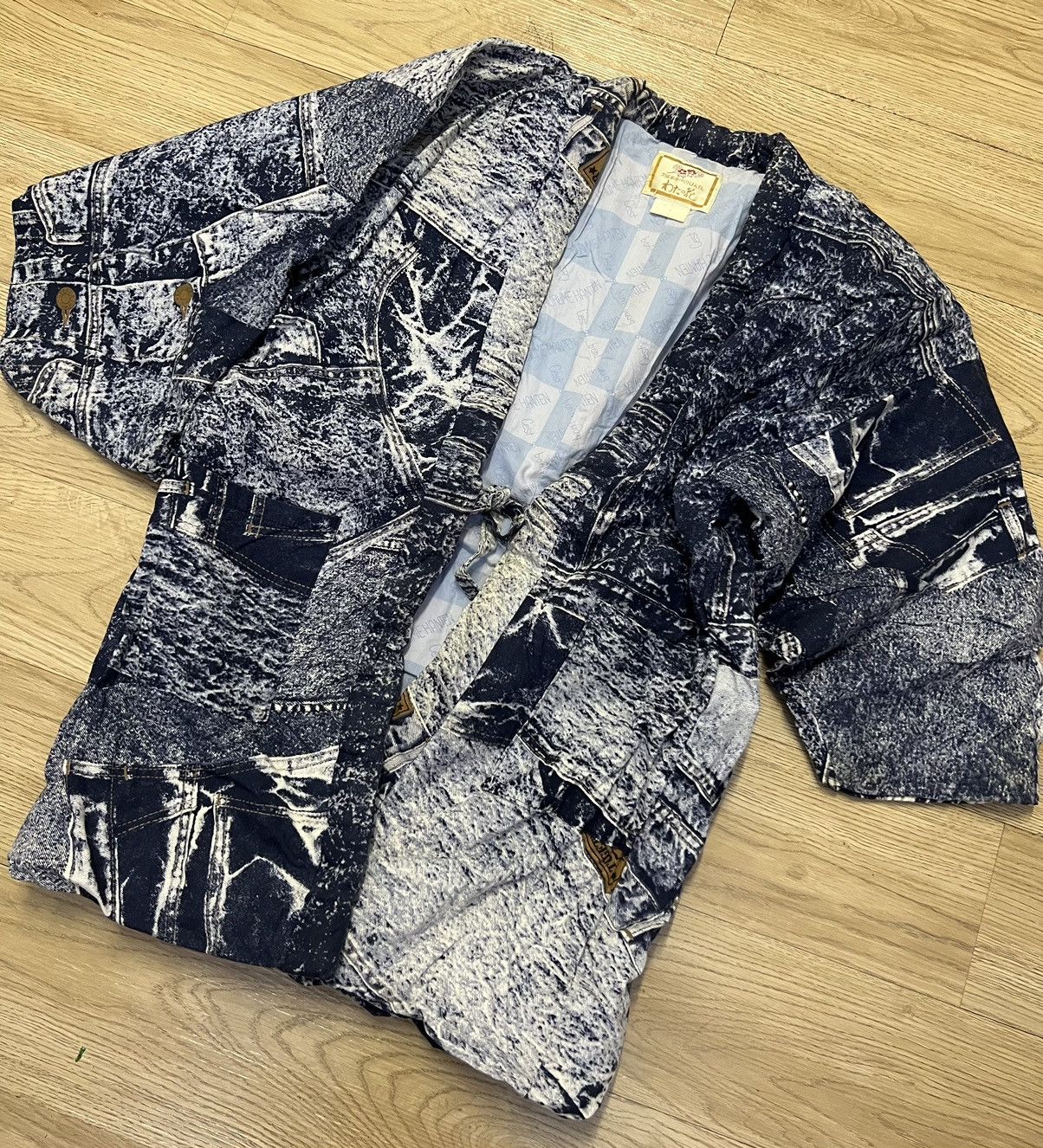 Indigo × Japanese Brand THE WORLD Safari Indigo Jeans Print Kimono Size US XL / EU 56 / 4 - 5 Thumbnail