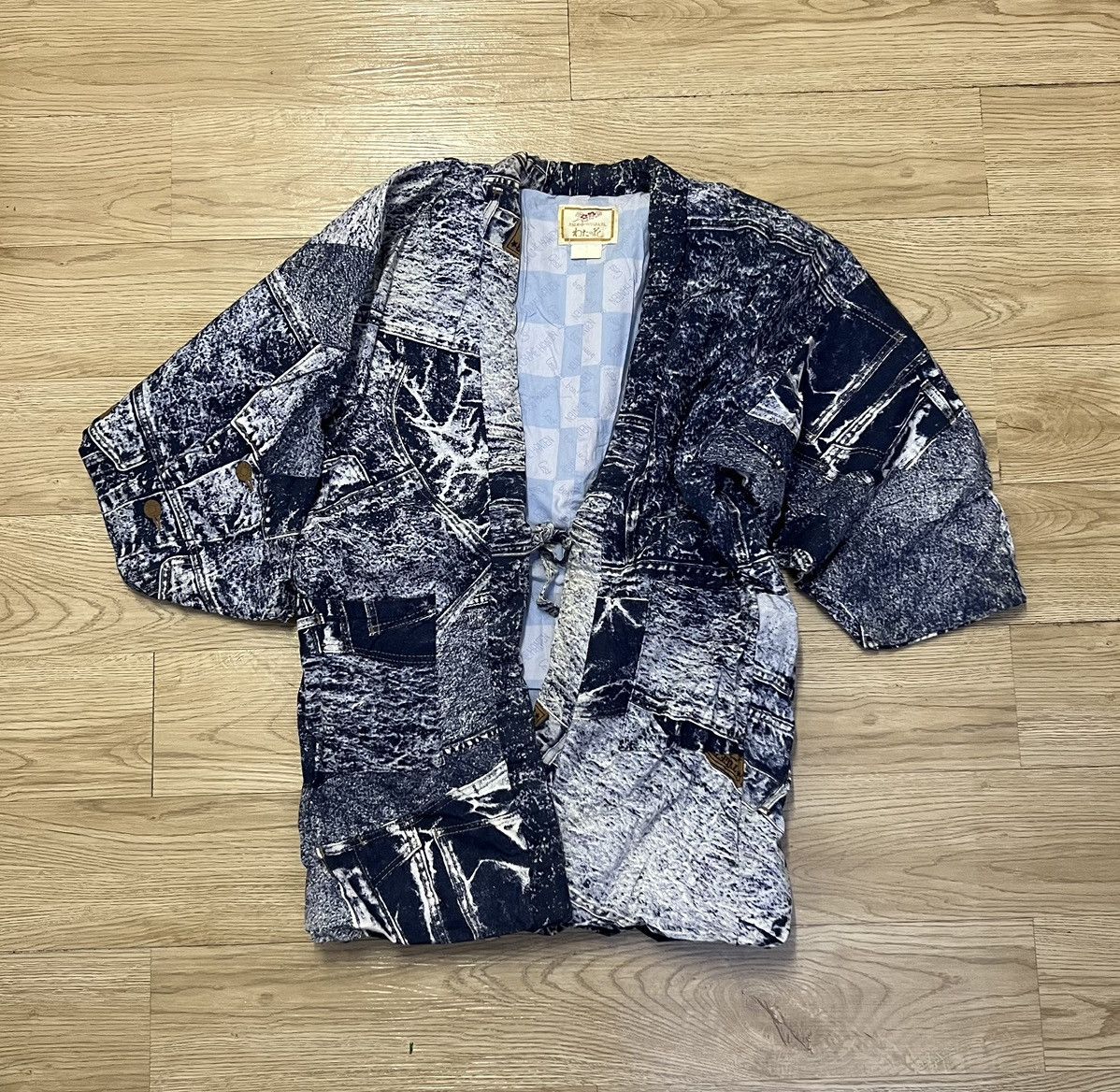 Indigo × Japanese Brand THE WORLD Safari Indigo Jeans Print Kimono Size US XL / EU 56 / 4 - 2 Thumbnail