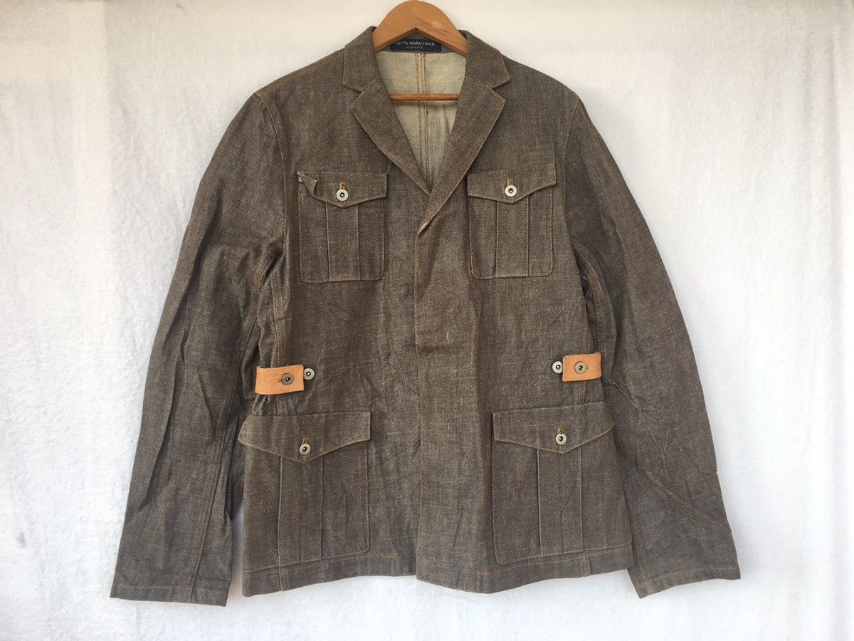 image of Keita Maruyama Homme Brown Denim Jacket, Men's (Size Large)