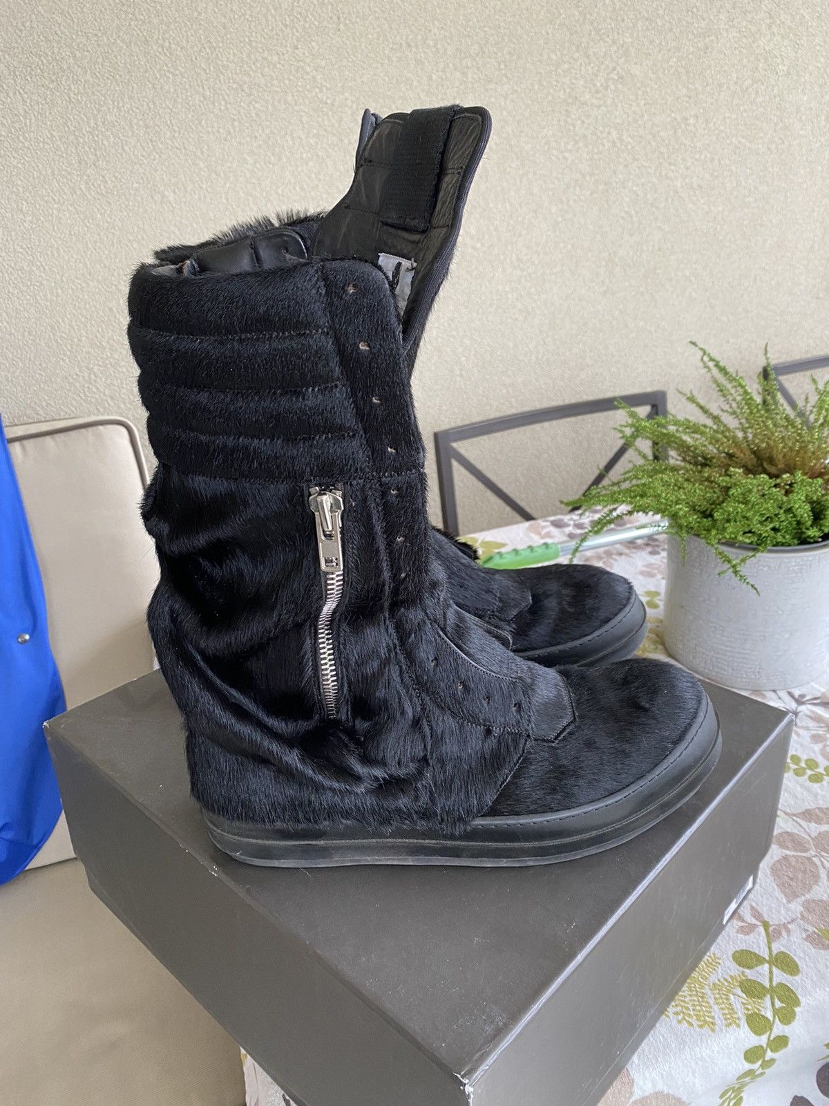 image of Rick Owens Fur Cargobasket Shoes in Black, Men's (Size 11)