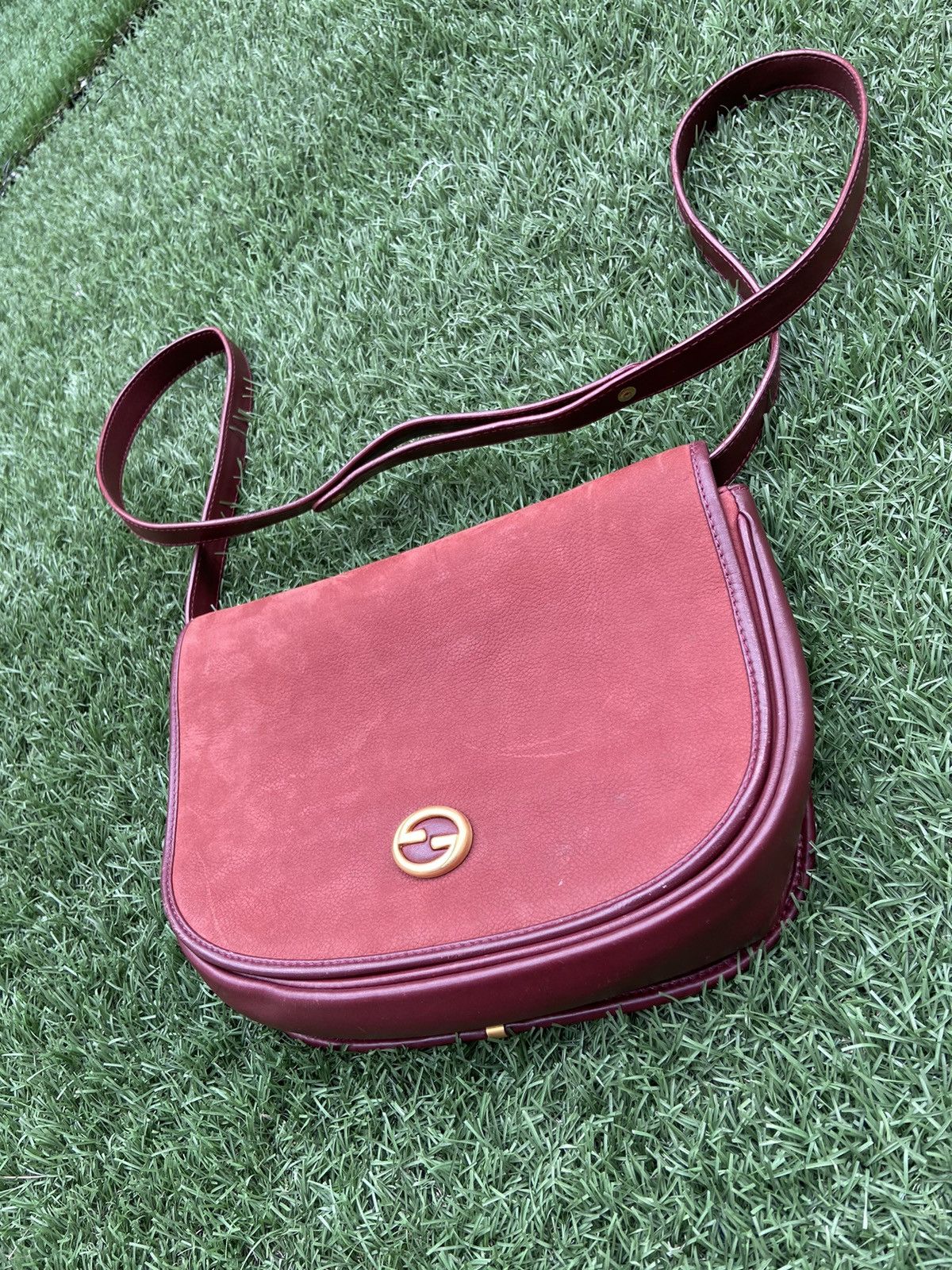 Gucci Gucci Burgundy Marron Hobo Suede Leather Crossbody Bag Size ONE SIZE - 14 Thumbnail