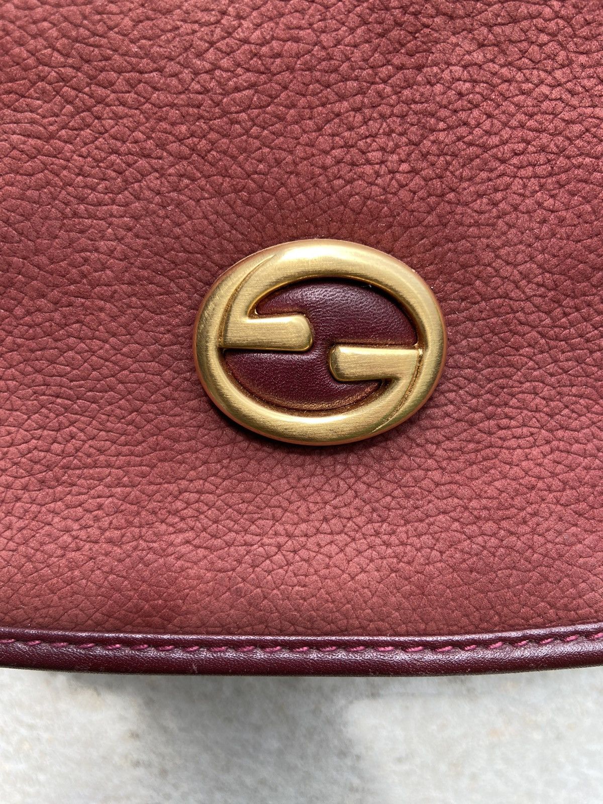 Gucci Gucci Burgundy Marron Hobo Suede Leather Crossbody Bag Size ONE SIZE - 8 Thumbnail