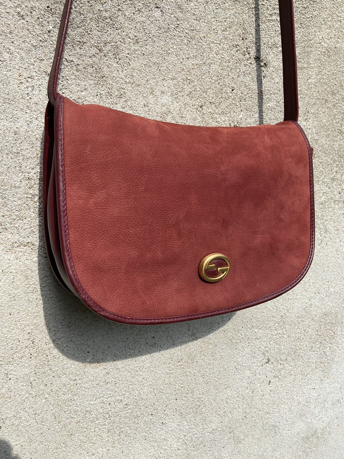 Gucci Gucci Burgundy Marron Hobo Suede Leather Crossbody Bag Size ONE SIZE - 6 Thumbnail