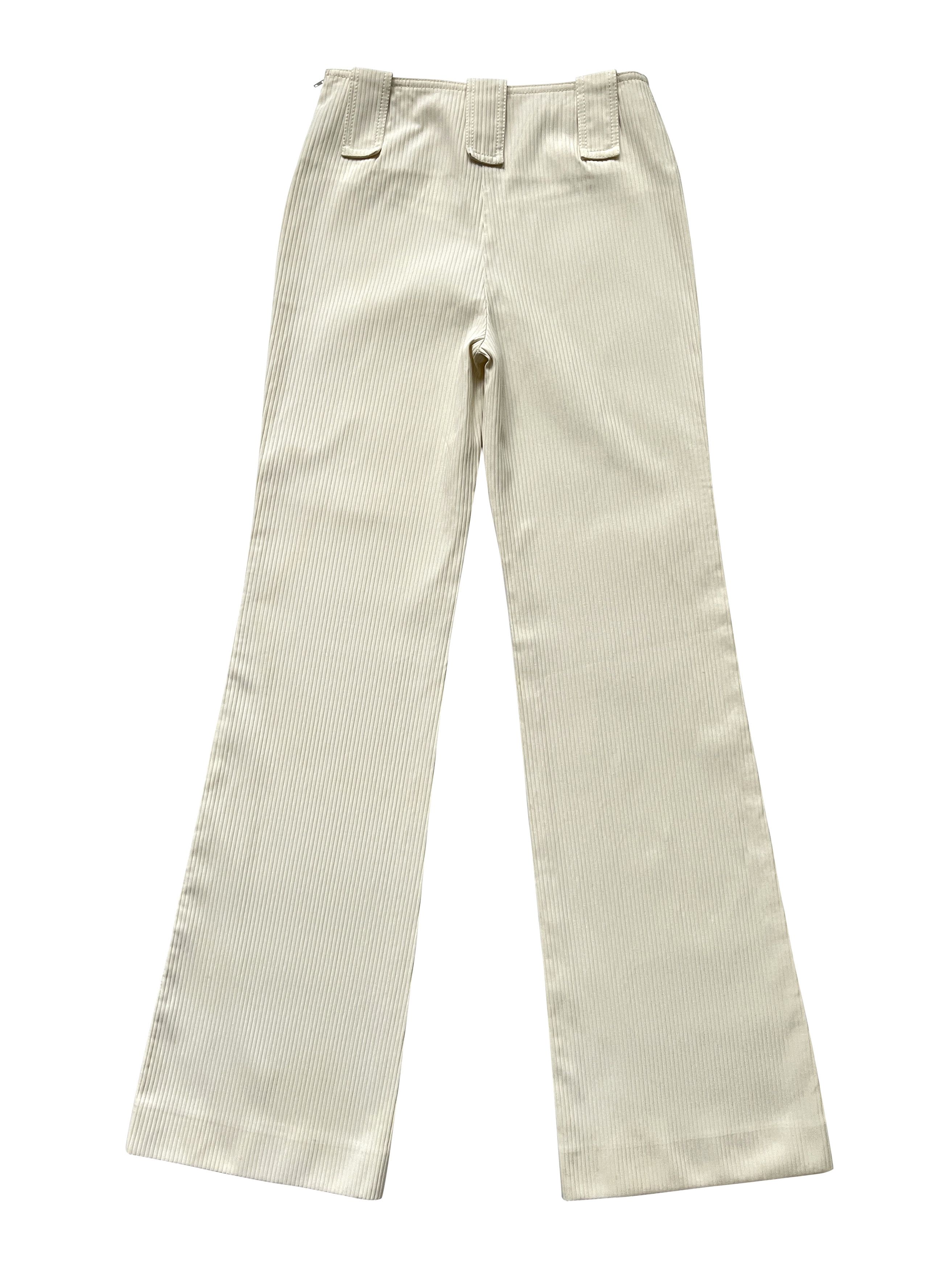 Chanel ⚡️QUICK SALE⚡️2001 Chanel Cream Ribbed Flared Pants Trousers Size 26" / US 2 / IT 38 - 2 Thumbnail