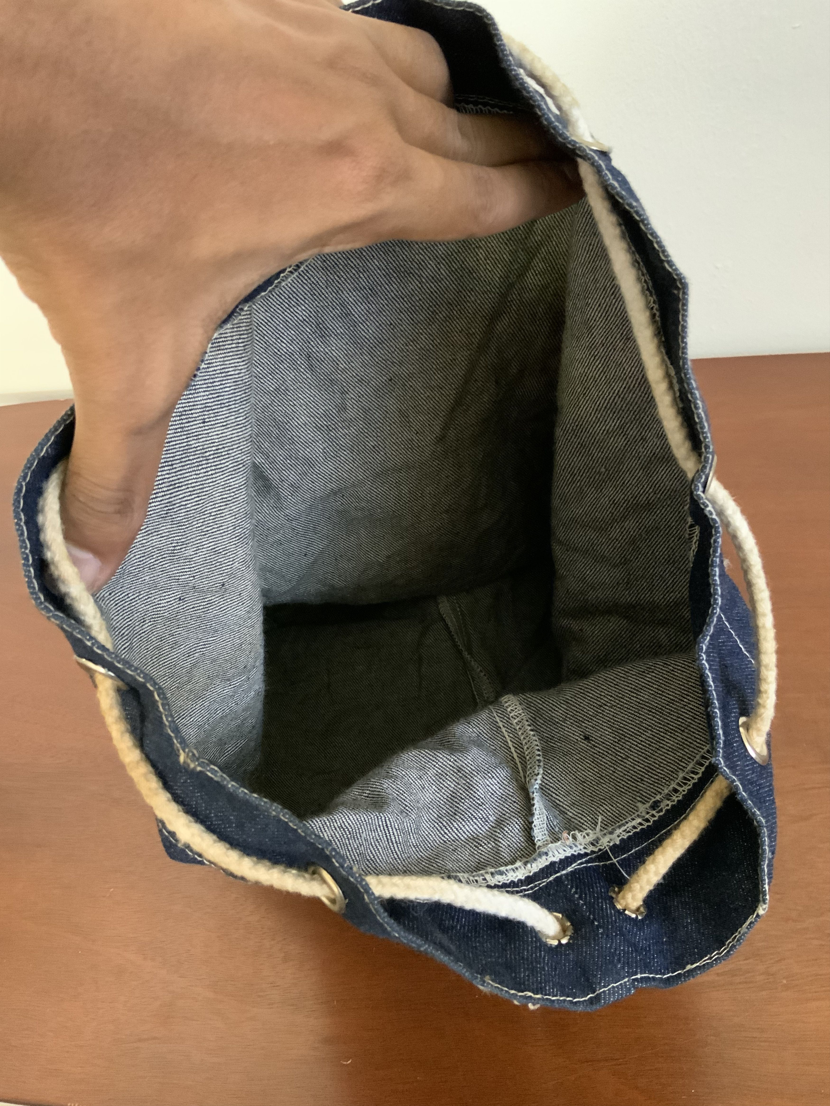 Japanese Brand Vintage 90s New York Capital Denim Bagpack Size ONE SIZE - 14 Thumbnail